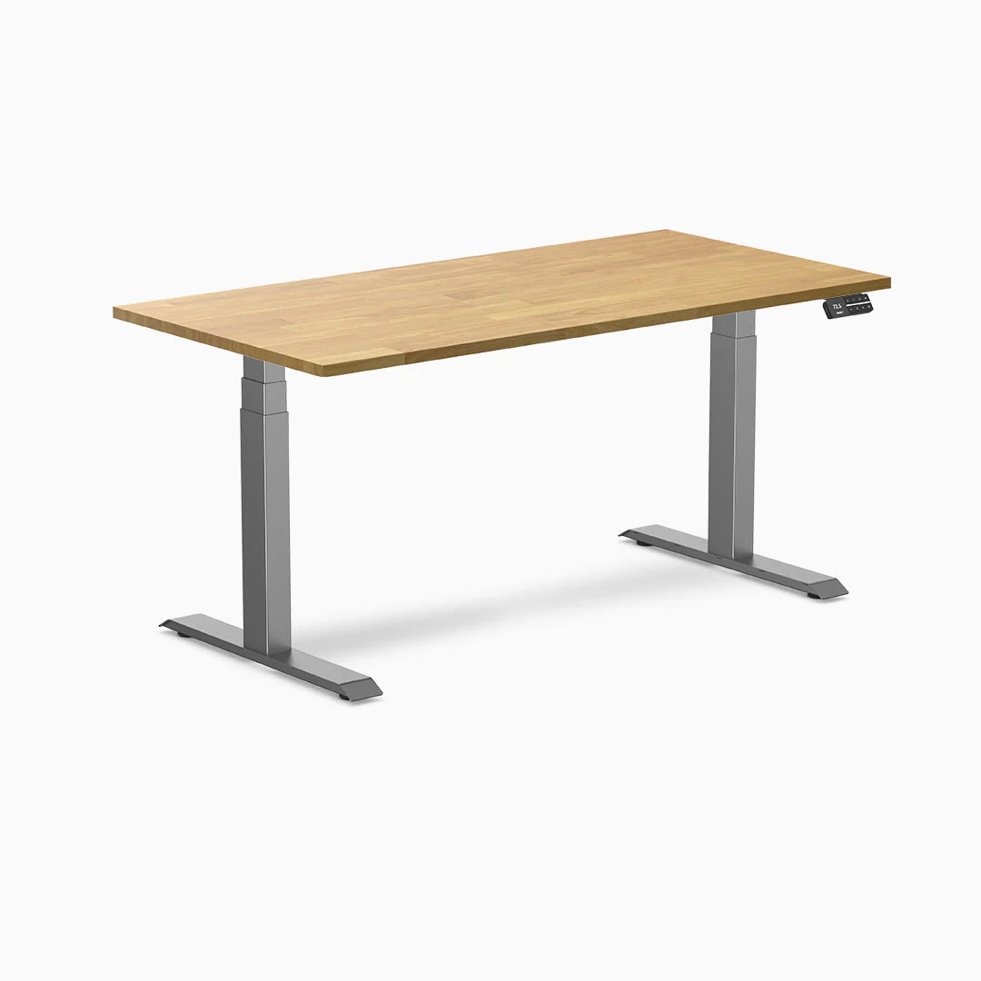 Desky Dual Rubberwood Sit Stand Desk 150cm Light Oak Desktop and Space Grey Frame - Image 3