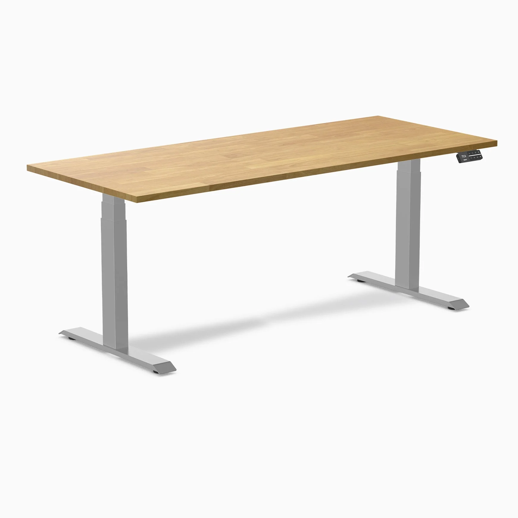 Desky Dual Rubberwood Sit Stand Desk 180cm Light Oak Desktop and Grey Frame - Image 3