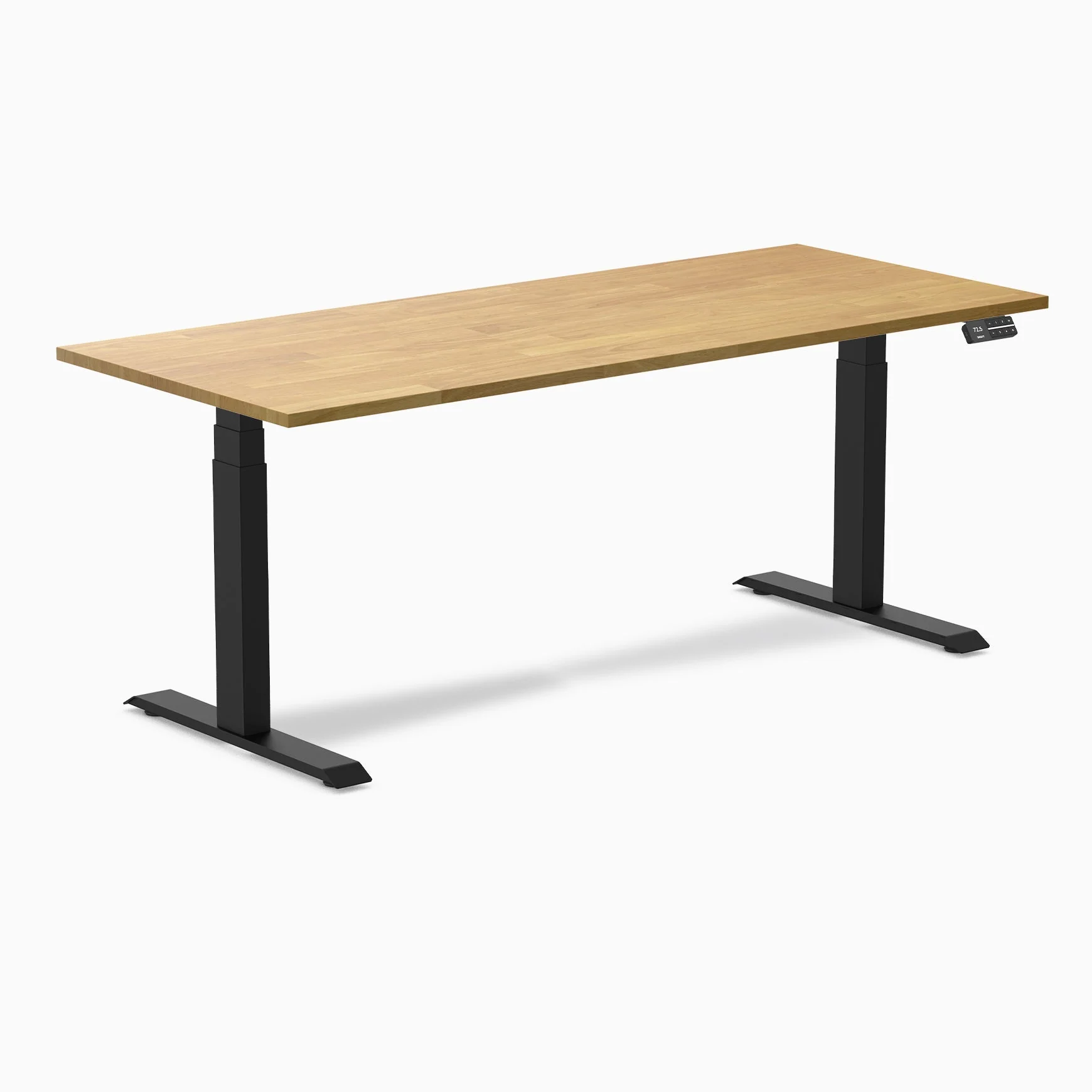 Desky Dual Rubberwood Sit Stand Desk 180cm Light Oak Desktop and Matte Black Frame - Image 3