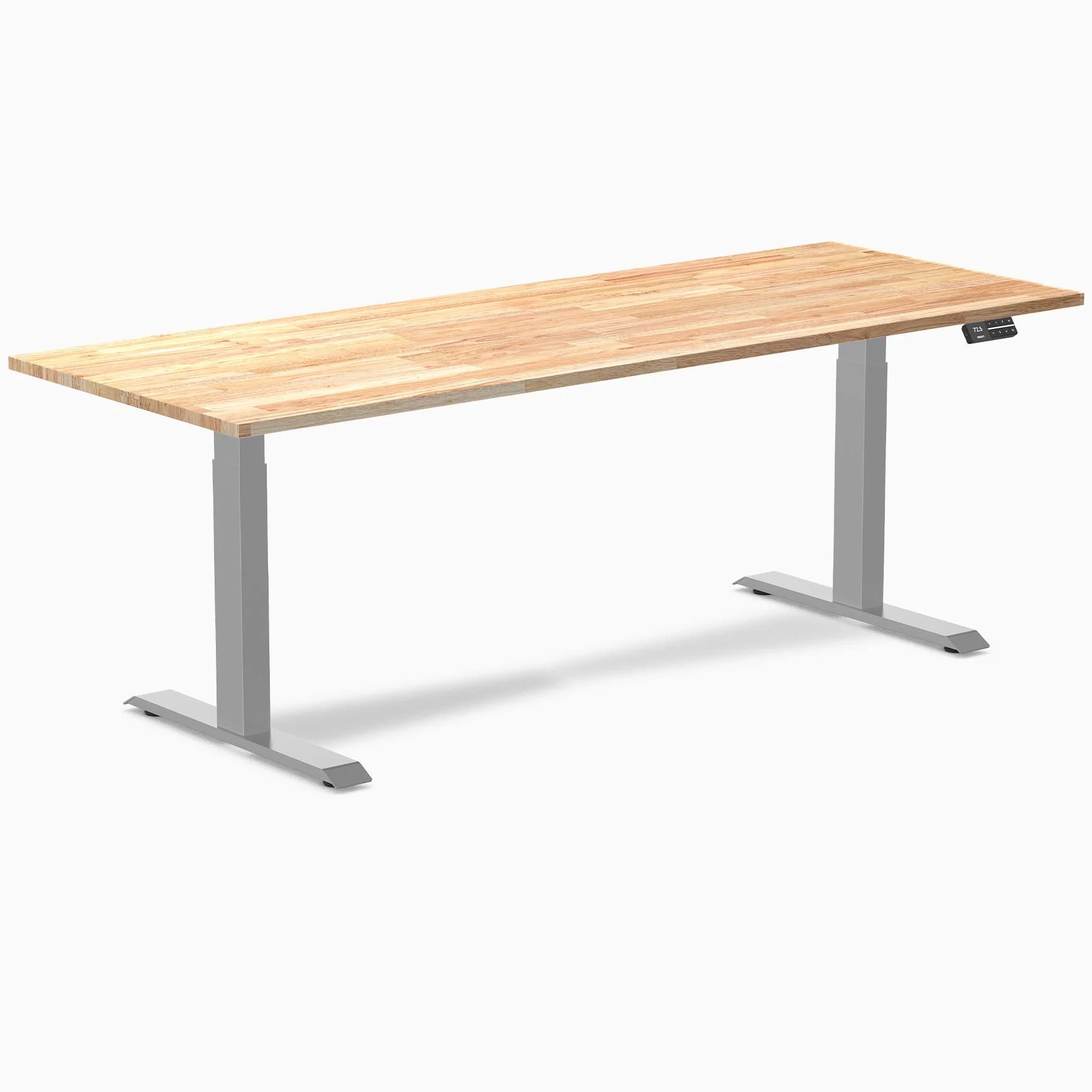 Desky Dual Rubberwood Sit Stand Desk 200cm Natural Timber Desktop and Grey Frame - Image 3