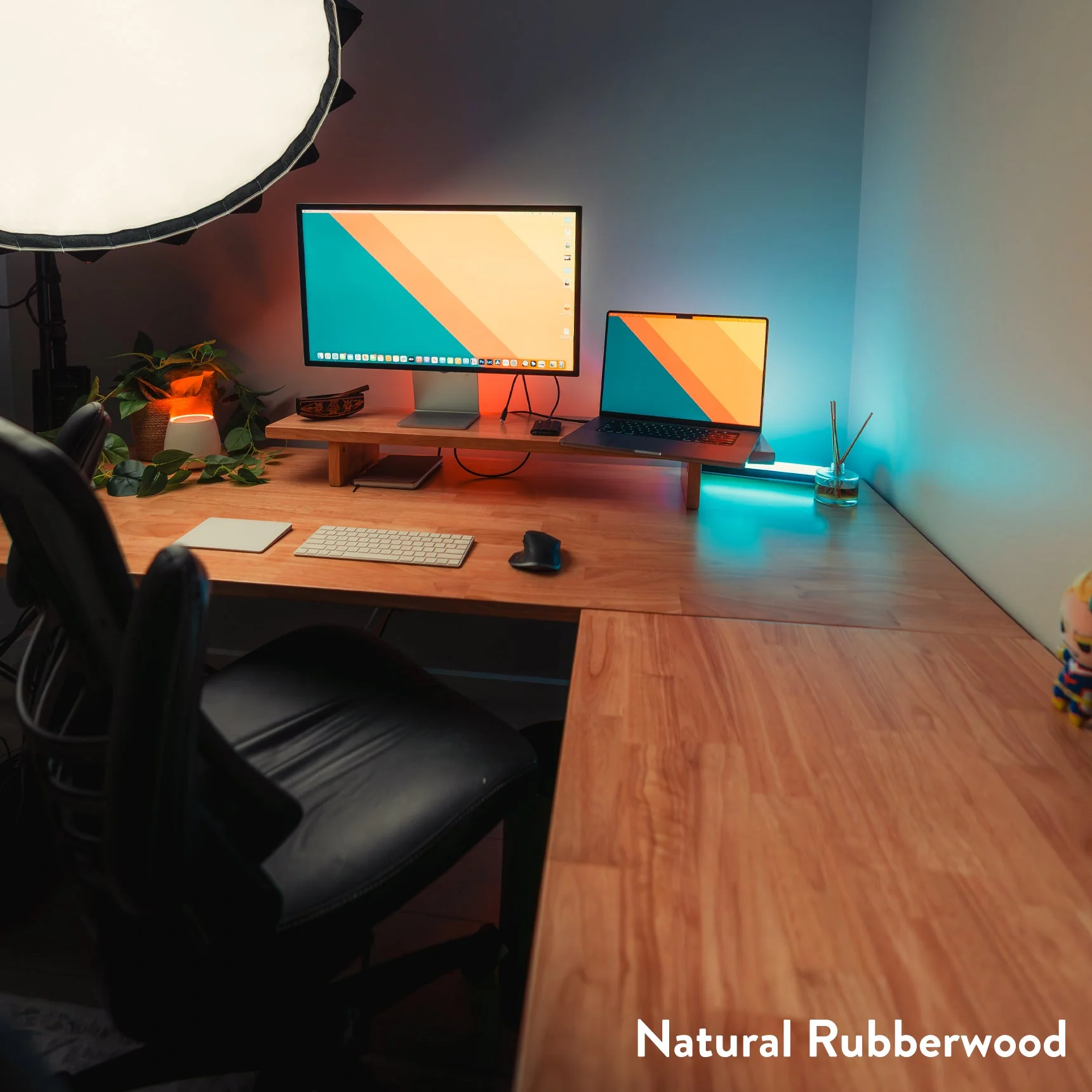 Desky Dual Rubberwood Sit Stand Desk 200cm Natural Timber Desktop and Matte Black Frame - Image 5
