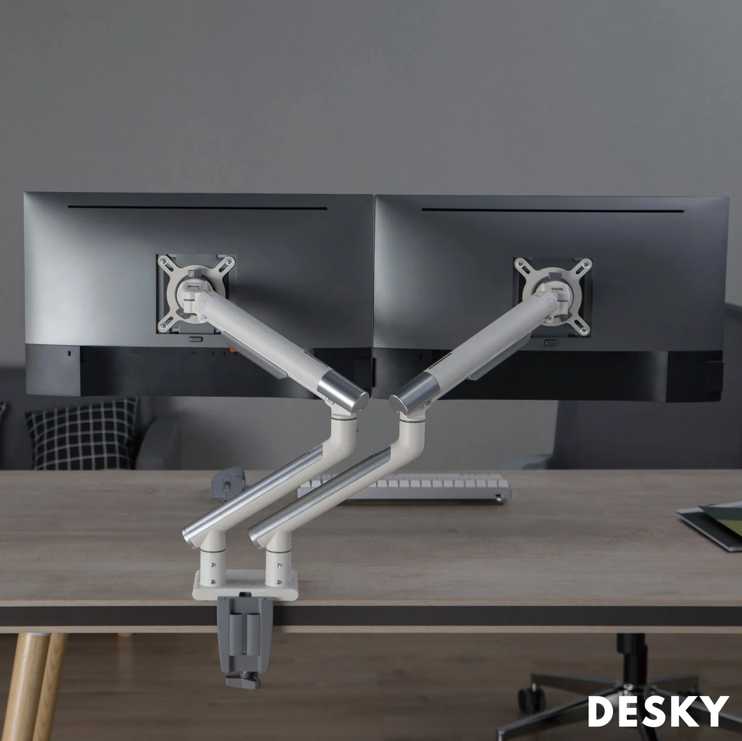 Desky Dual Slim Aluminium Monitor Arm - Space Grey - Image 7