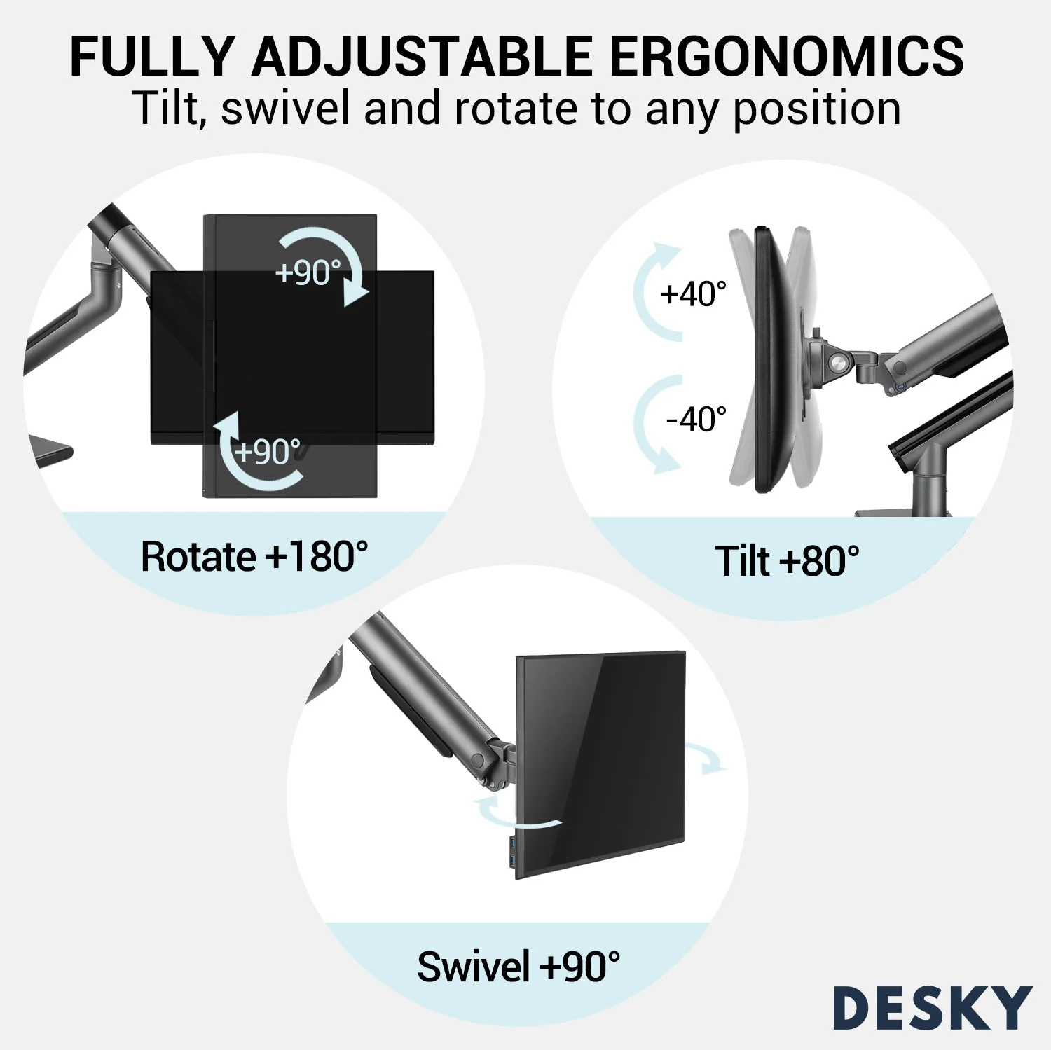 Desky Dual Slim Aluminium Monitor Arm - White - Image 7