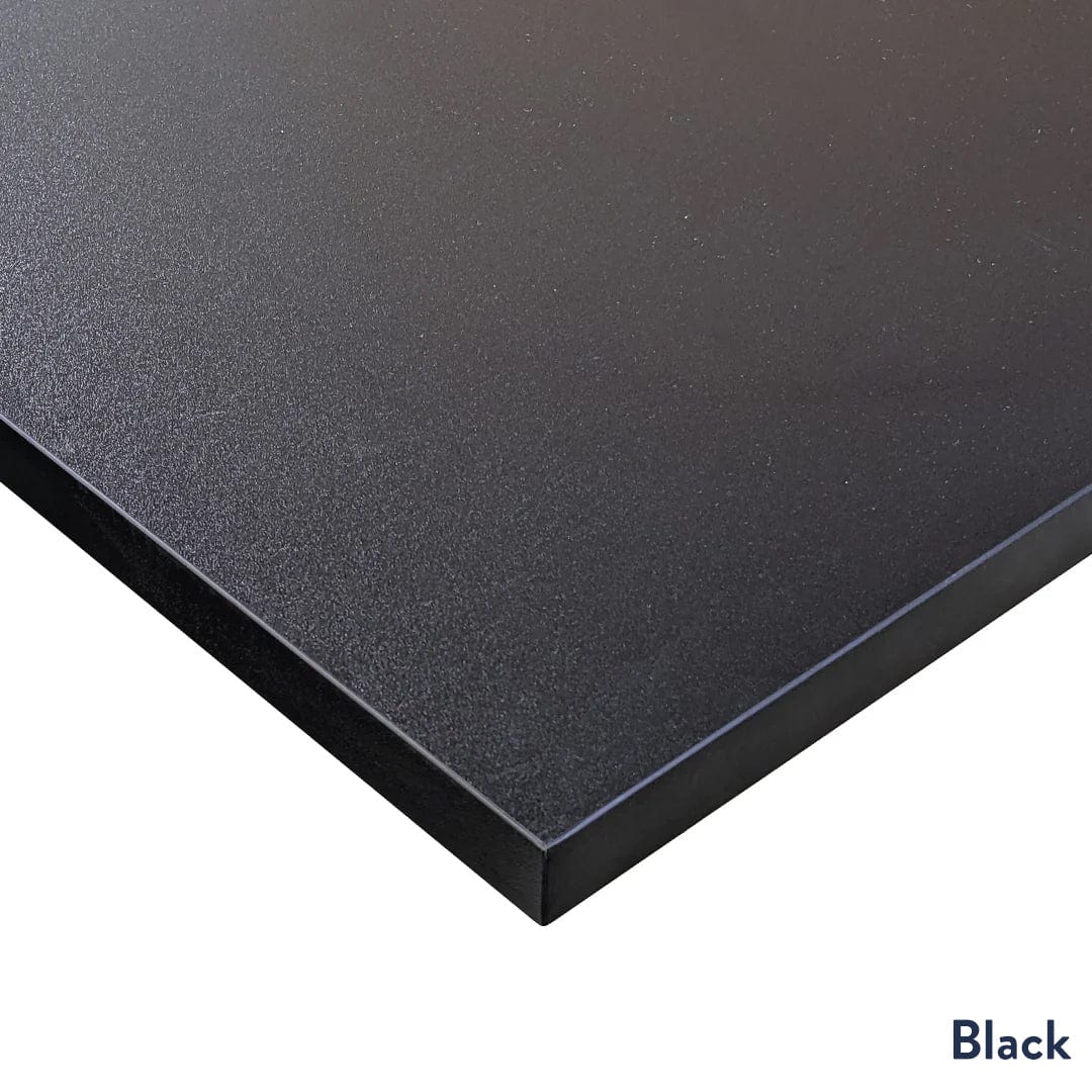 Desky Eco L-Shape Melamine Sit Stand Desk 150 x 155 cm Black Top and Space Grey Leg - Image 4