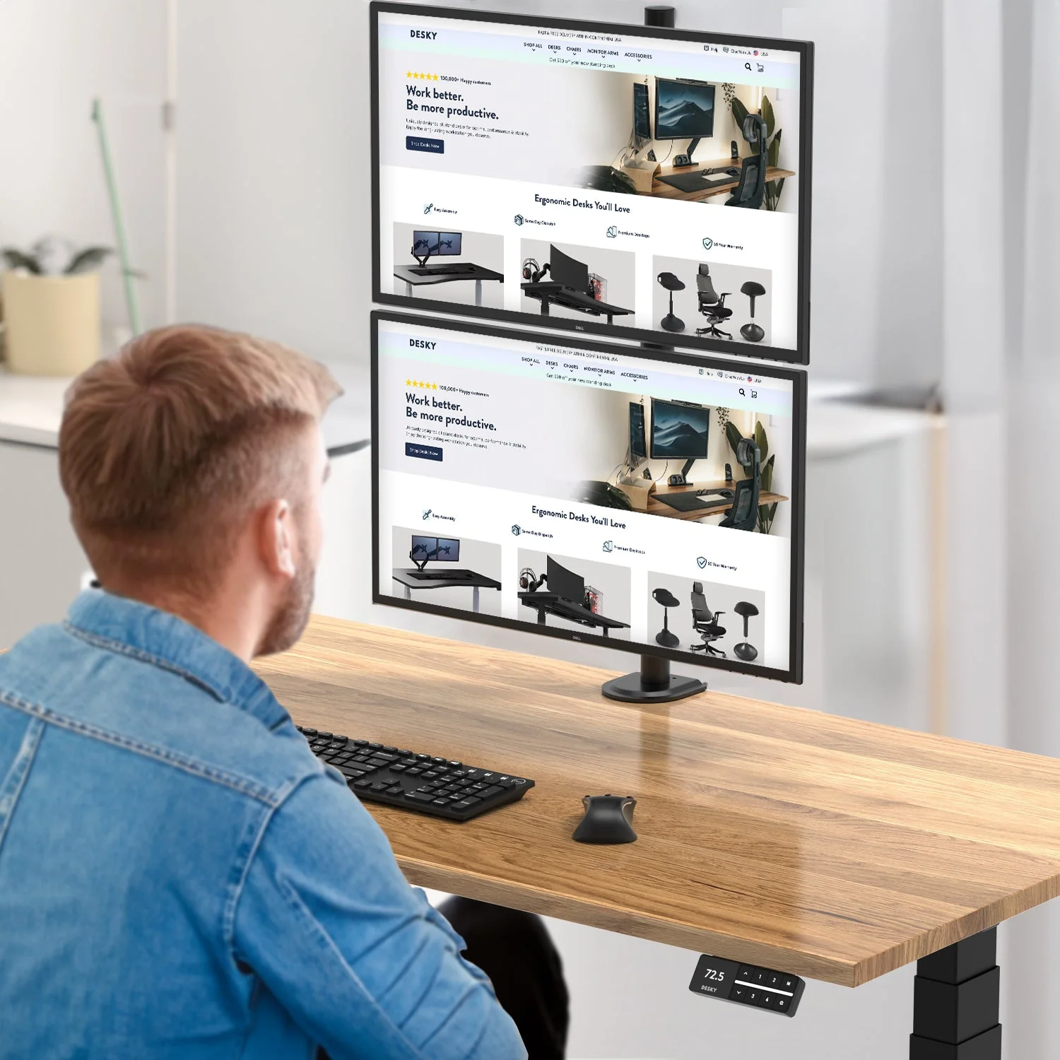 Desky Eco Vertical Monitor Mount - Black - Image 7