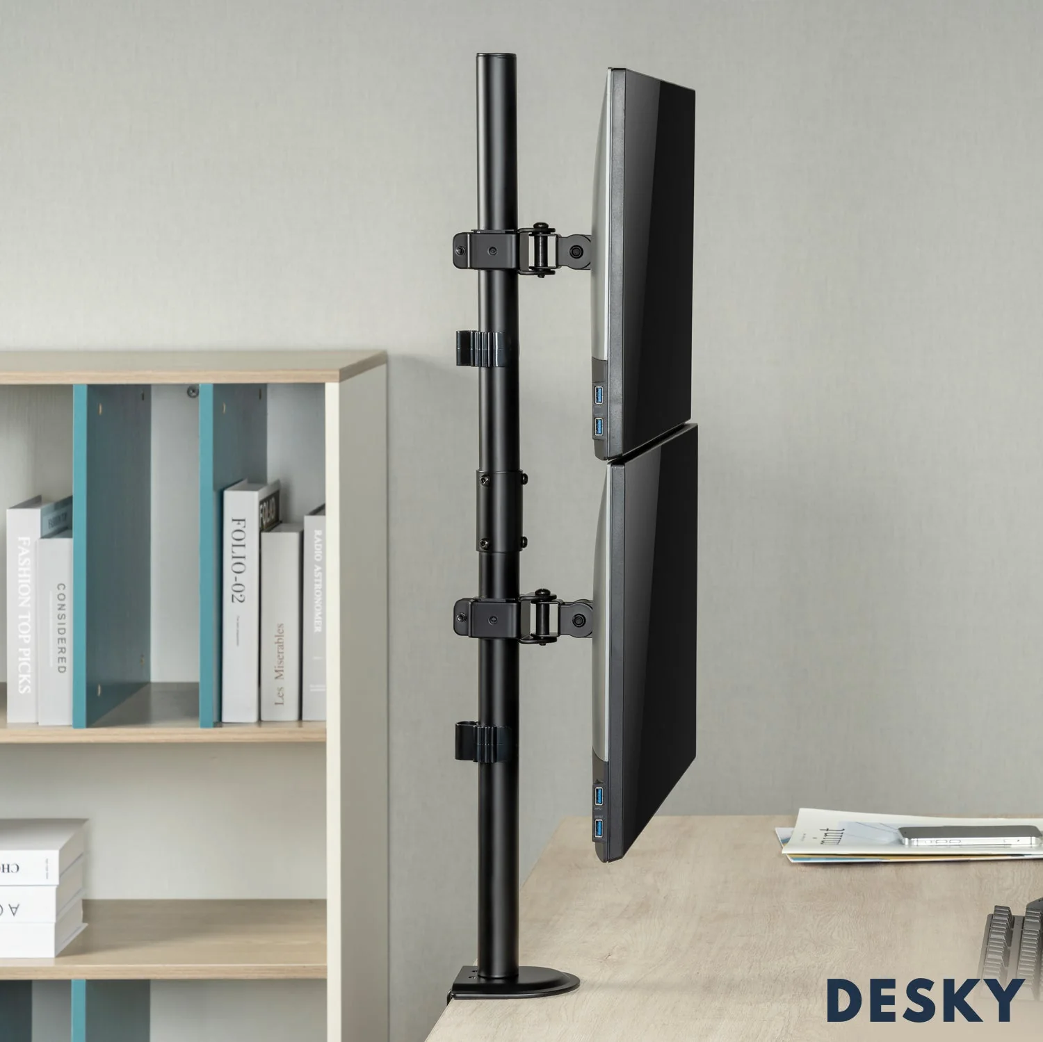 Desky Eco Vertical Monitor Mount - Black - Image 8