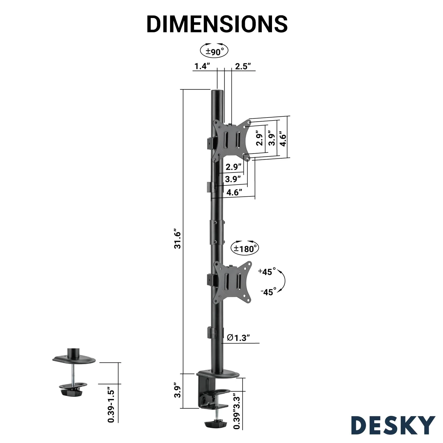 Desky Eco Vertical Monitor Mount - White - Image 2
