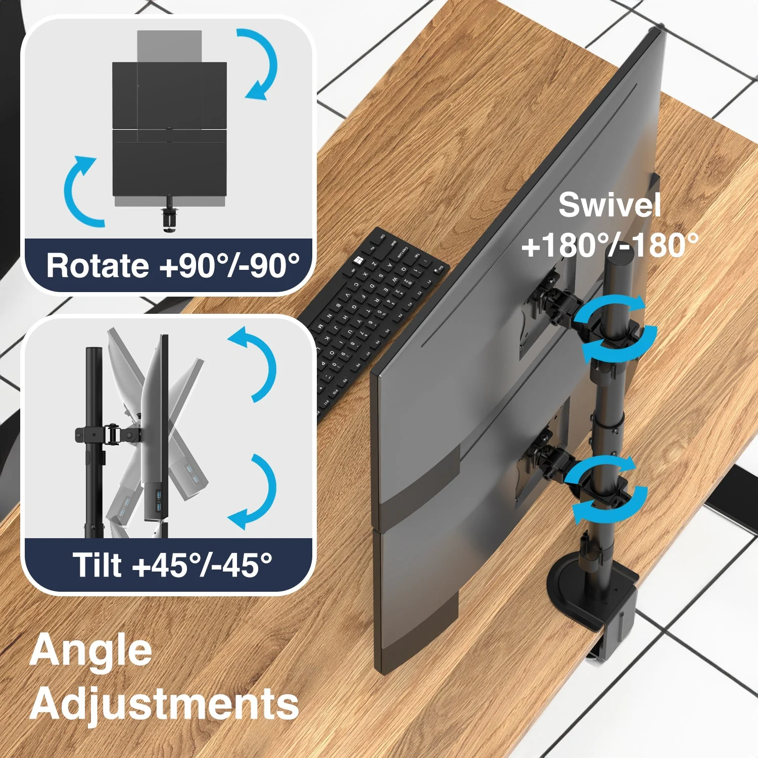 Desky Eco Vertical Monitor Mount - White - Image 6