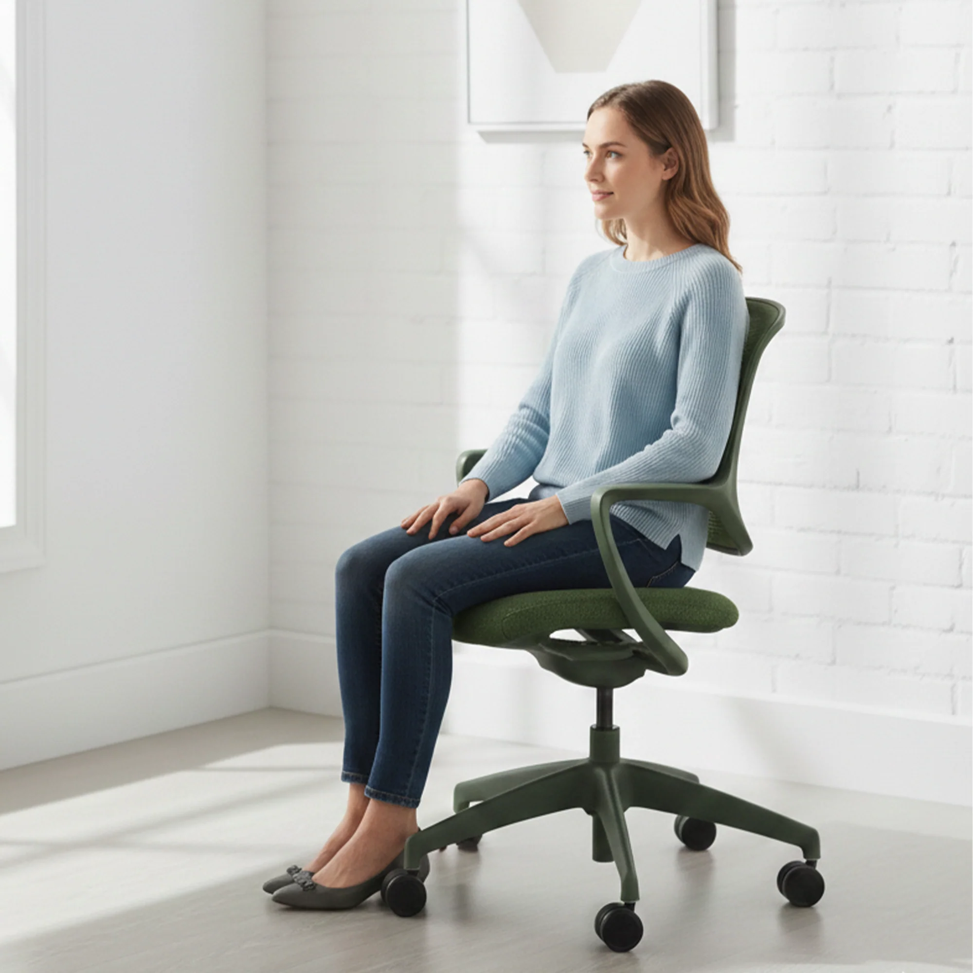 Desky Evoque Low Back Office Chair - Red Velvet / No - Image 3