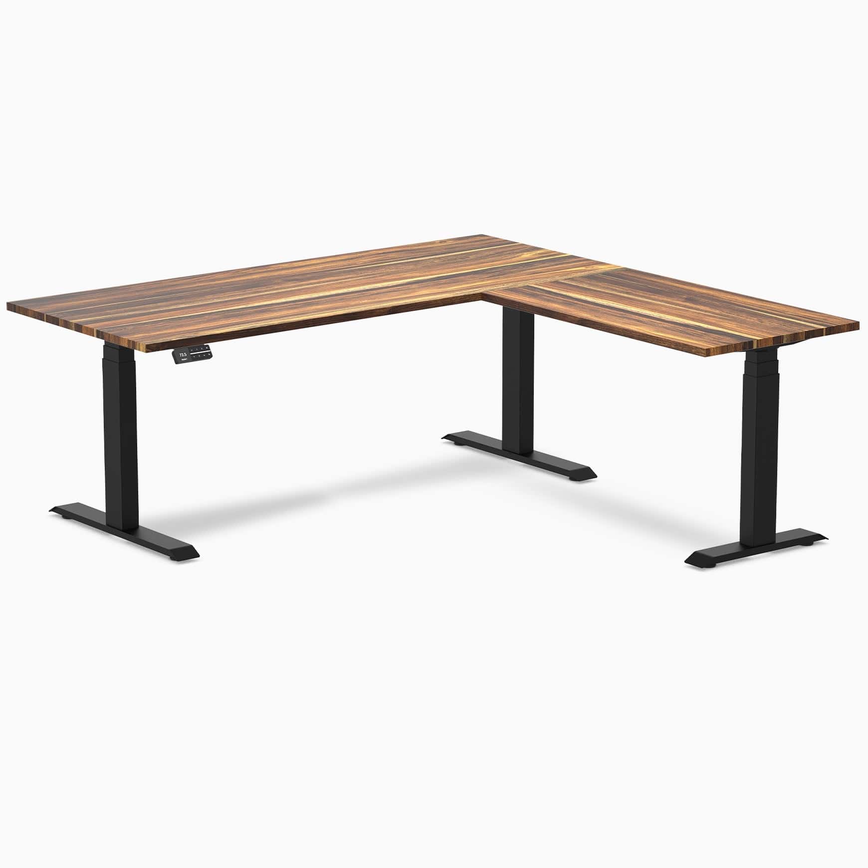 Desky Hardwood L-Shape Sit Stand Desk 150 x 155 cm Maple Top and White Leg - Image 10