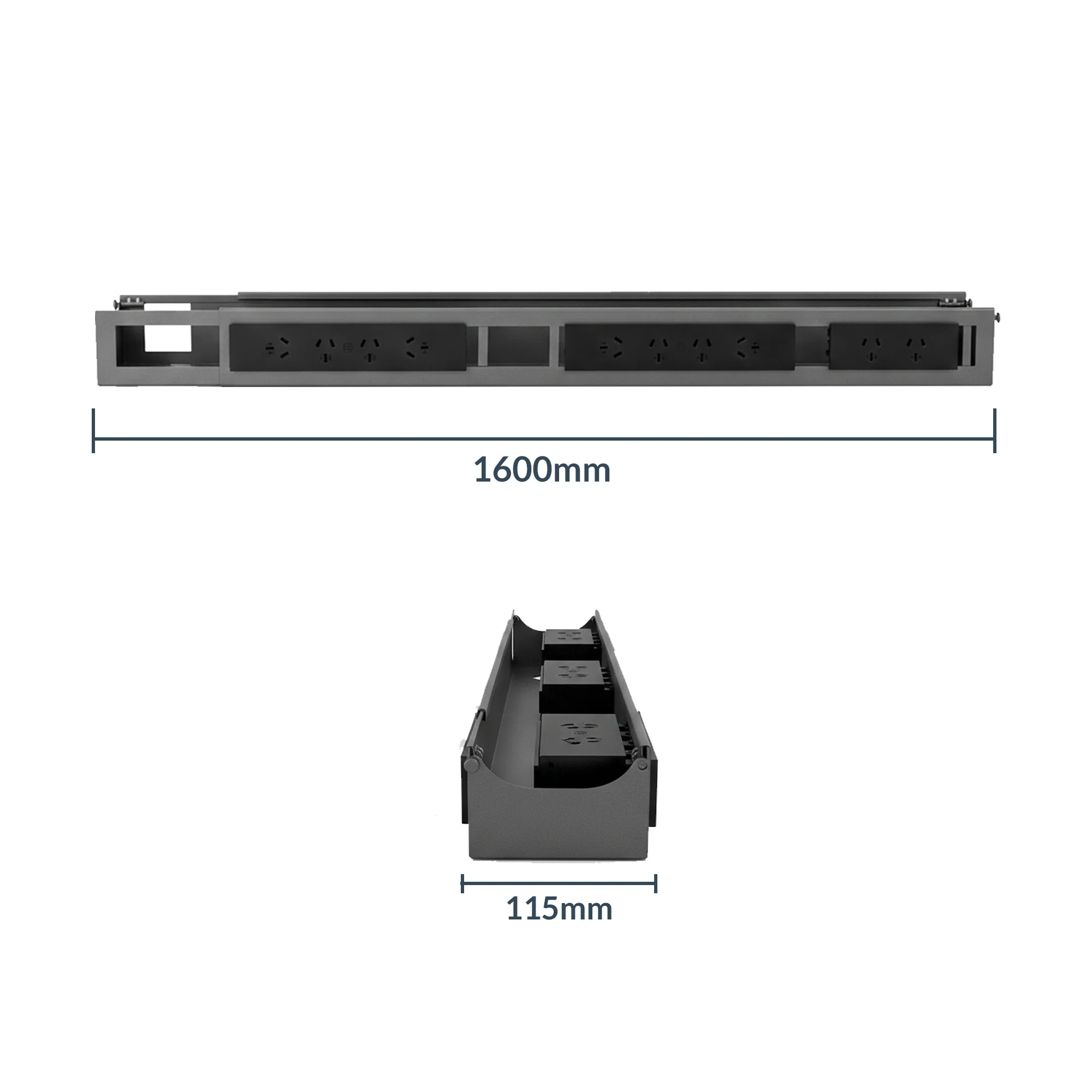 Desky Integrated Cable & Data Channel 12-Plug Grey - Image 3