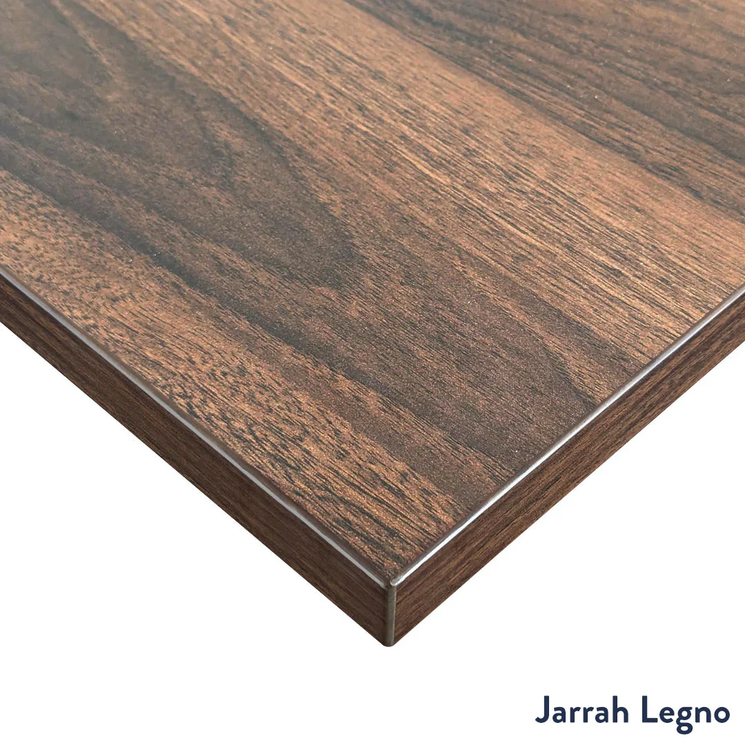 Desky L-Shape Melamine Sit Stand Desk 180cm - Left Return Jarrah Legno Top and Matte Black Leg - Image 2