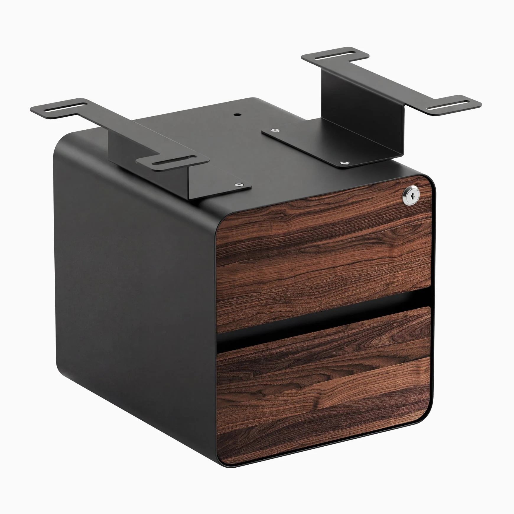 Desky Minimal Under Desk Cabinet - Maple Hardwood / Black - Image 10