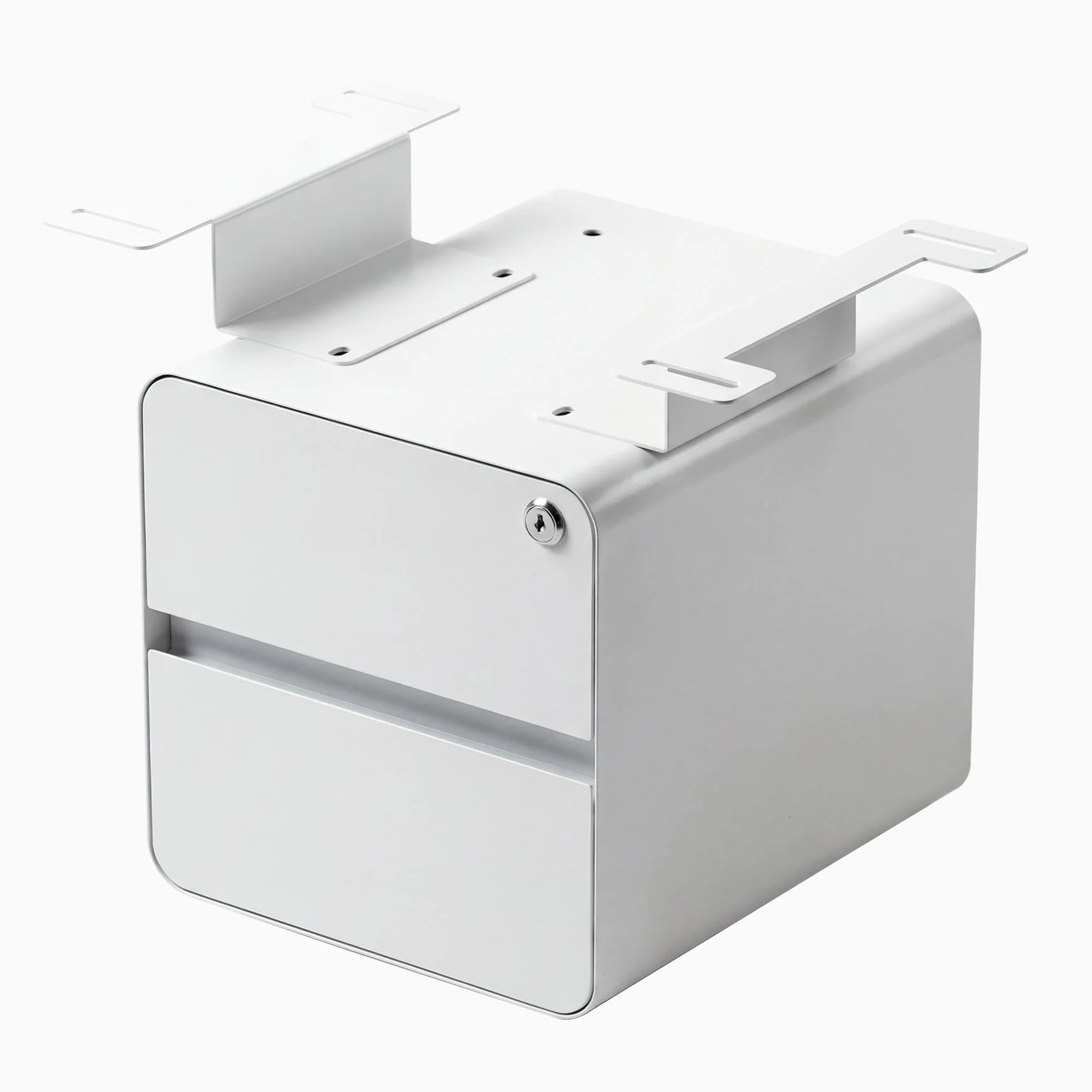 Desky Minimal Under Desk Cabinet - White Melamine / White - Image 2