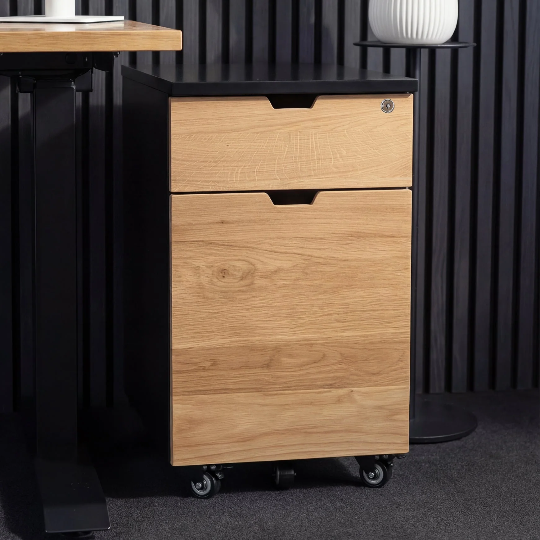 Desky Minimal Wooden Filing Cabinet - White / Melamine Jarrah Legno - Image 2