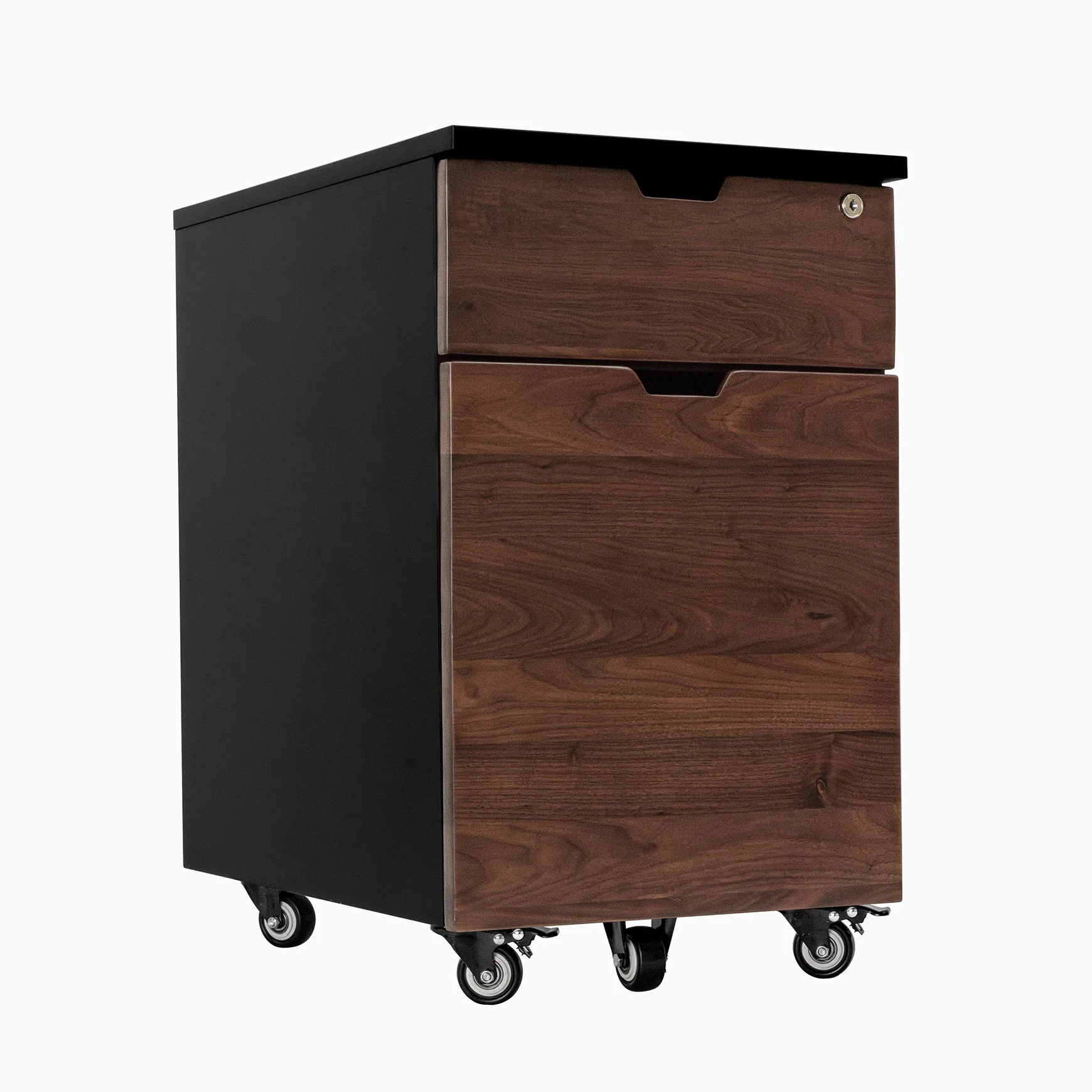 Desky Minimal Wooden Filing Cabinet - White / Melamine Prime Oak - Image 10