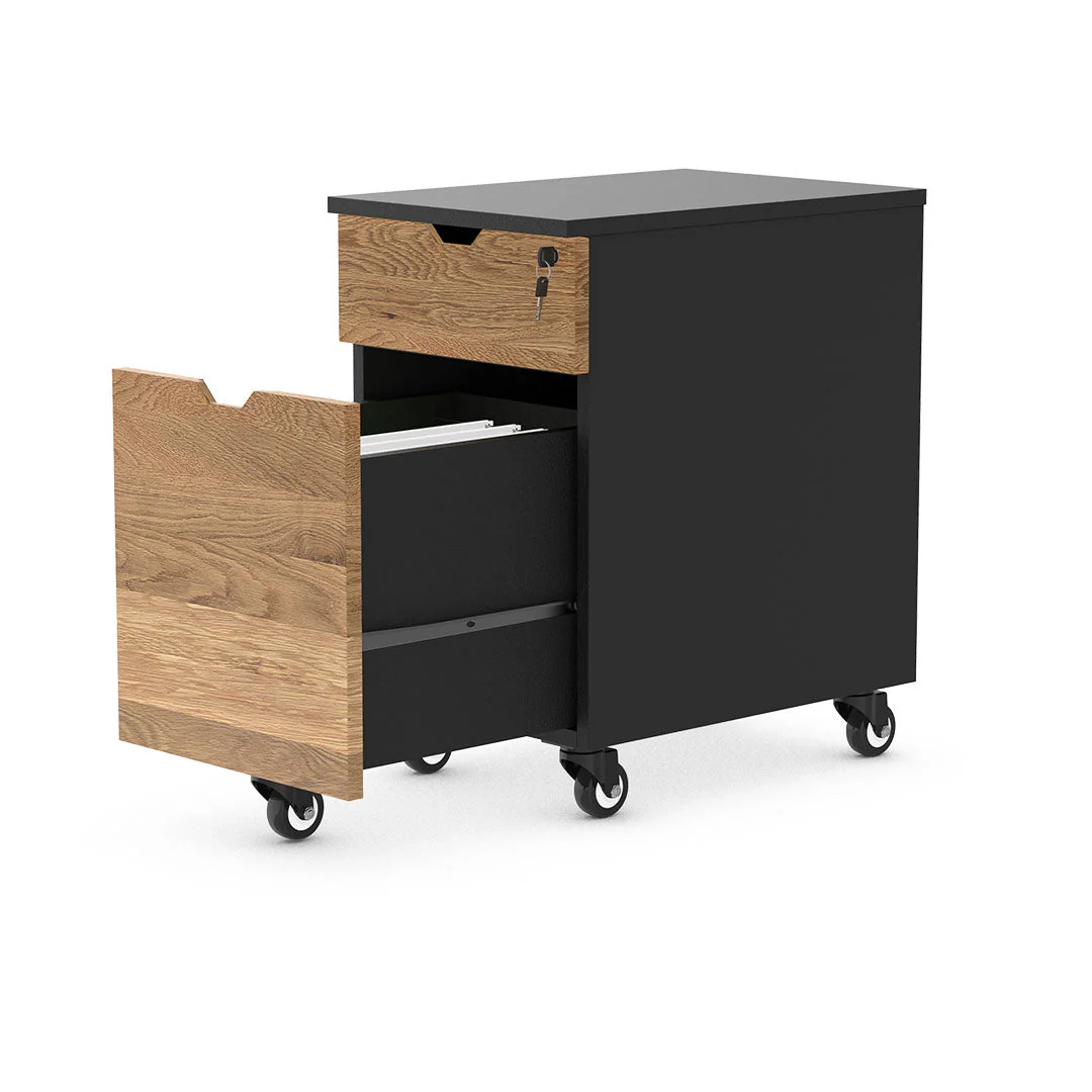 Desky Minimal Wooden Filing Cabinet - White / Melamine Sublime Teak - Image 7