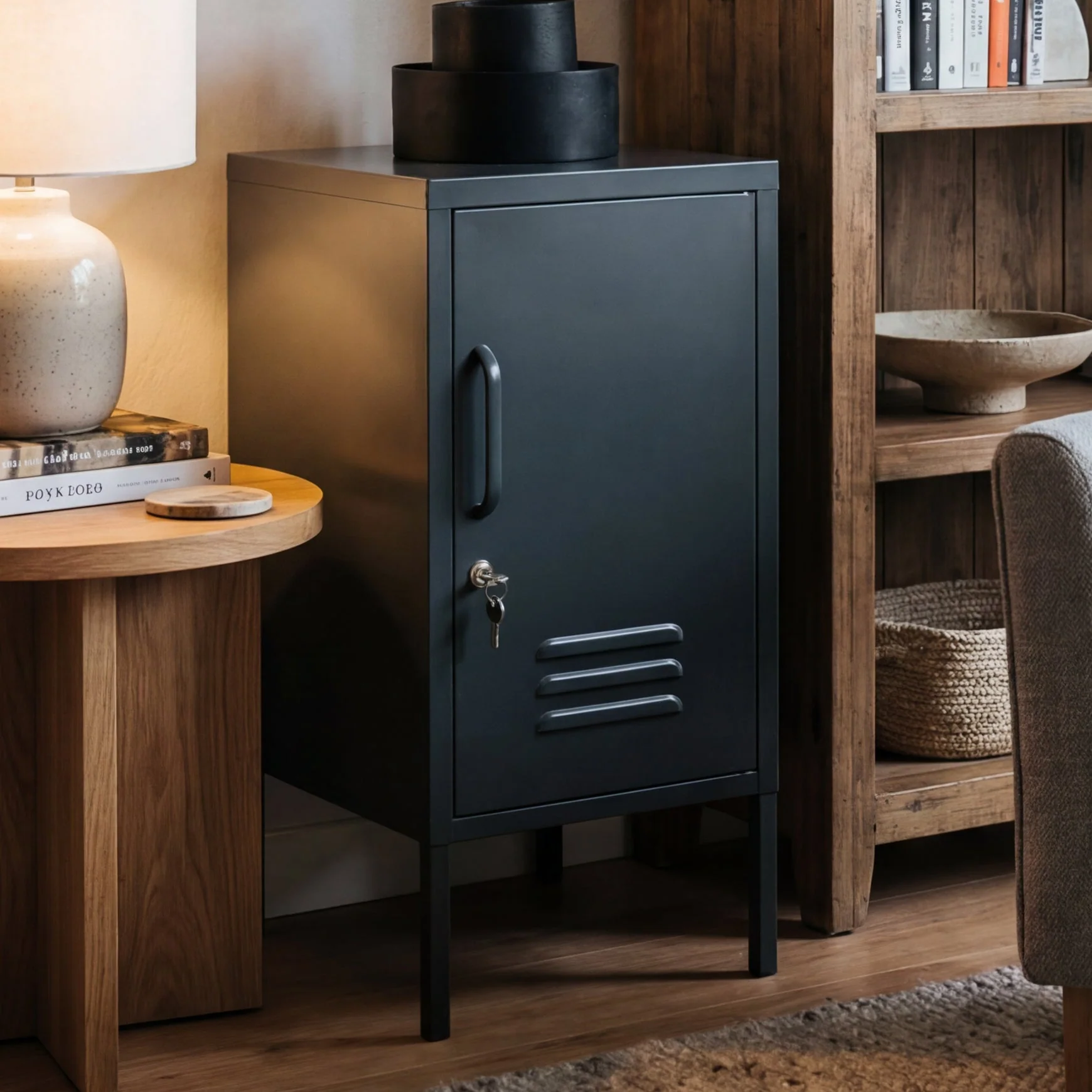 Desky Oslo Metal Locker Cabinet - Black / Right Opening - Image 3