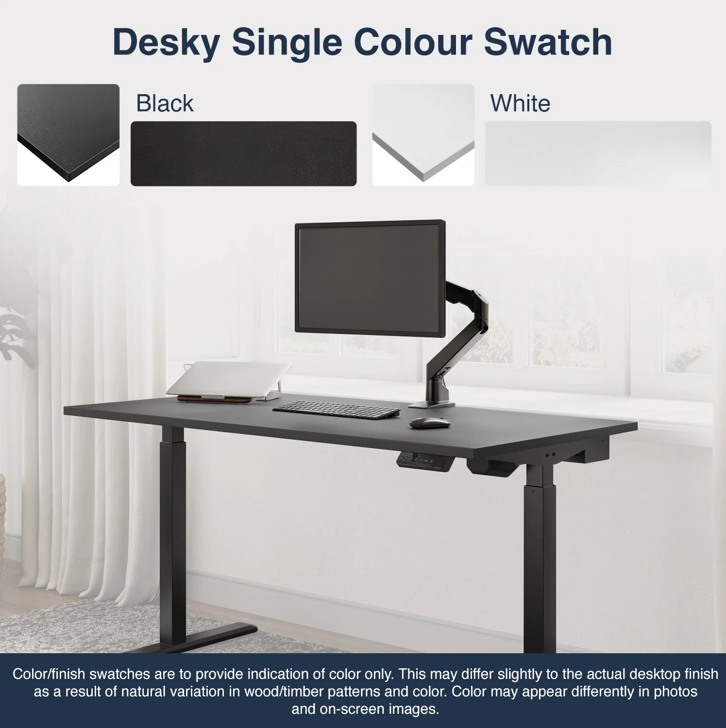 Desky Single Sit Stand Gaming Desk 200cm Black Desktop and Space Grey Frame - Image 9