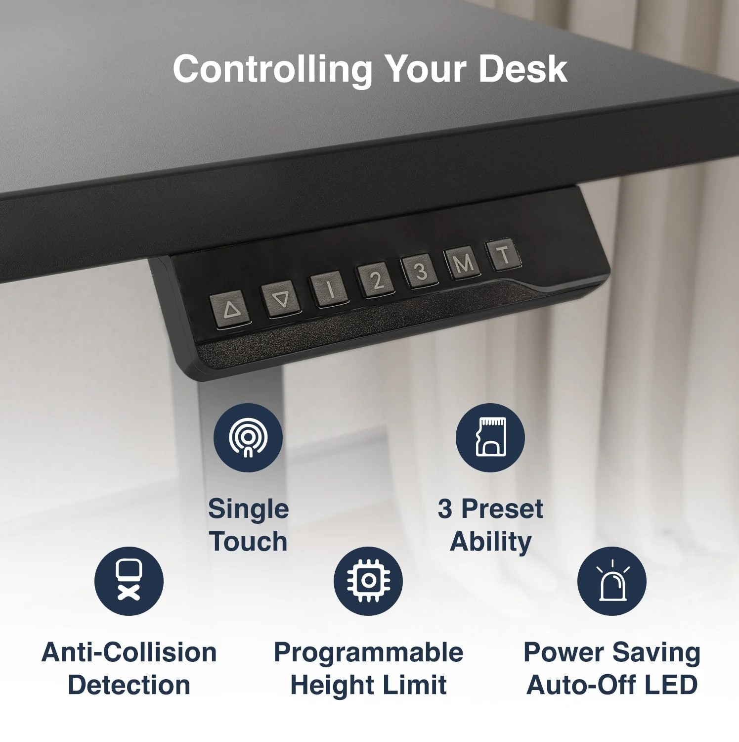 Desky Single Sit Stand Gaming Desk 200cm Black Desktop and White Frame - Image 3