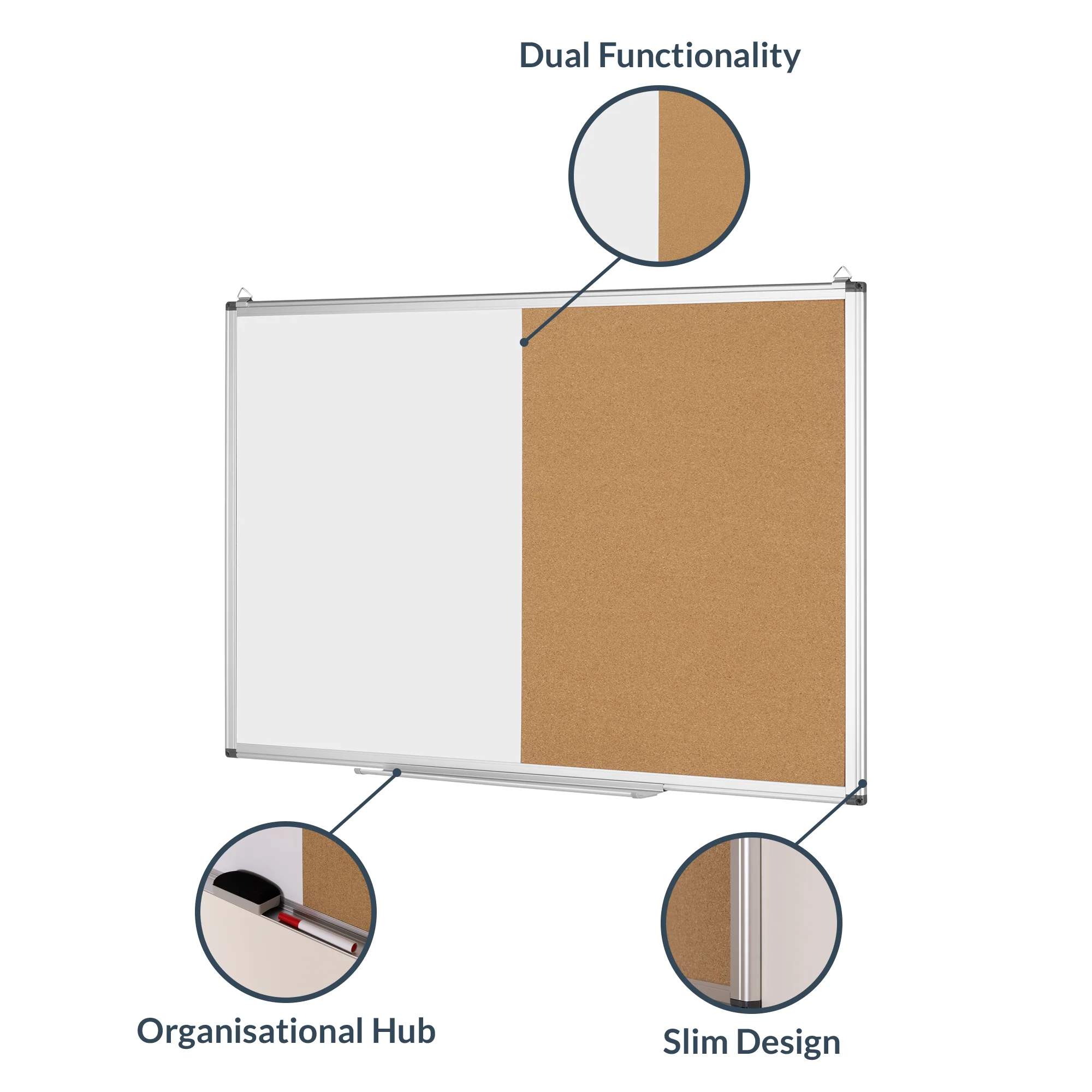 Desky Whiteboard + Pinboard Combo 90 x 60cm - Image 3