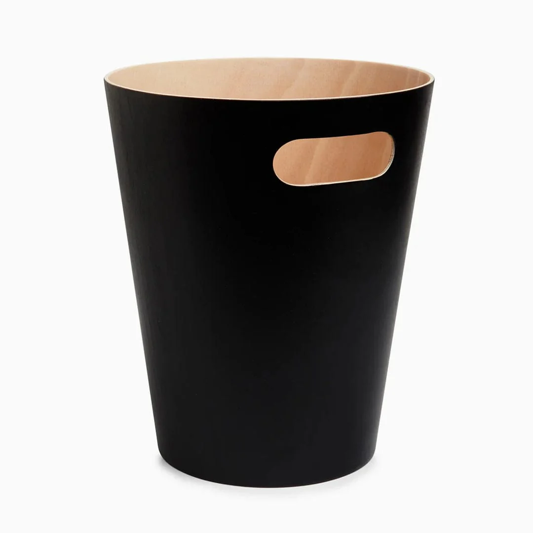 Desky Wooden Rubbish Bin - Black - Image 3