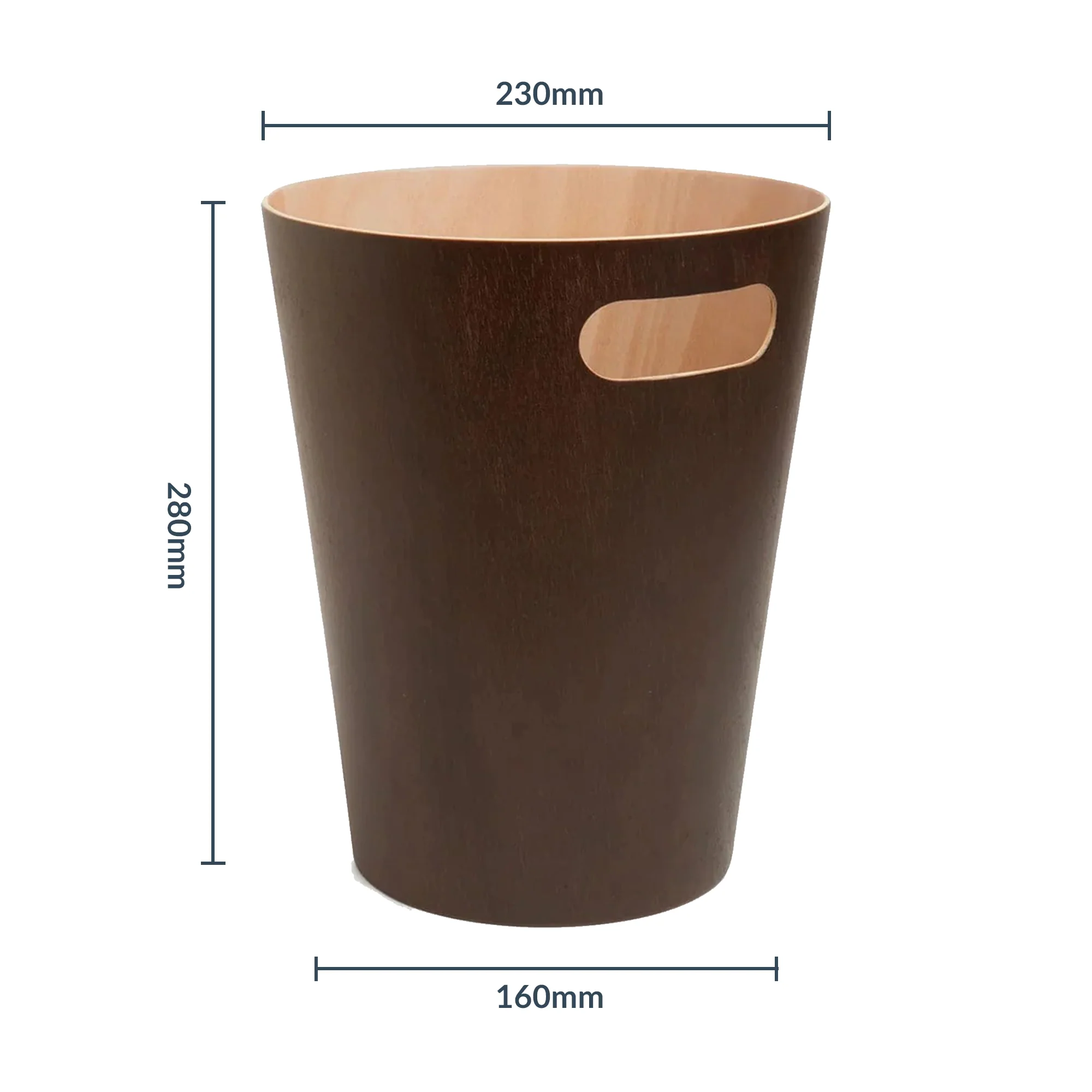 Desky Wooden Rubbish Bin - Walnut - Image 3