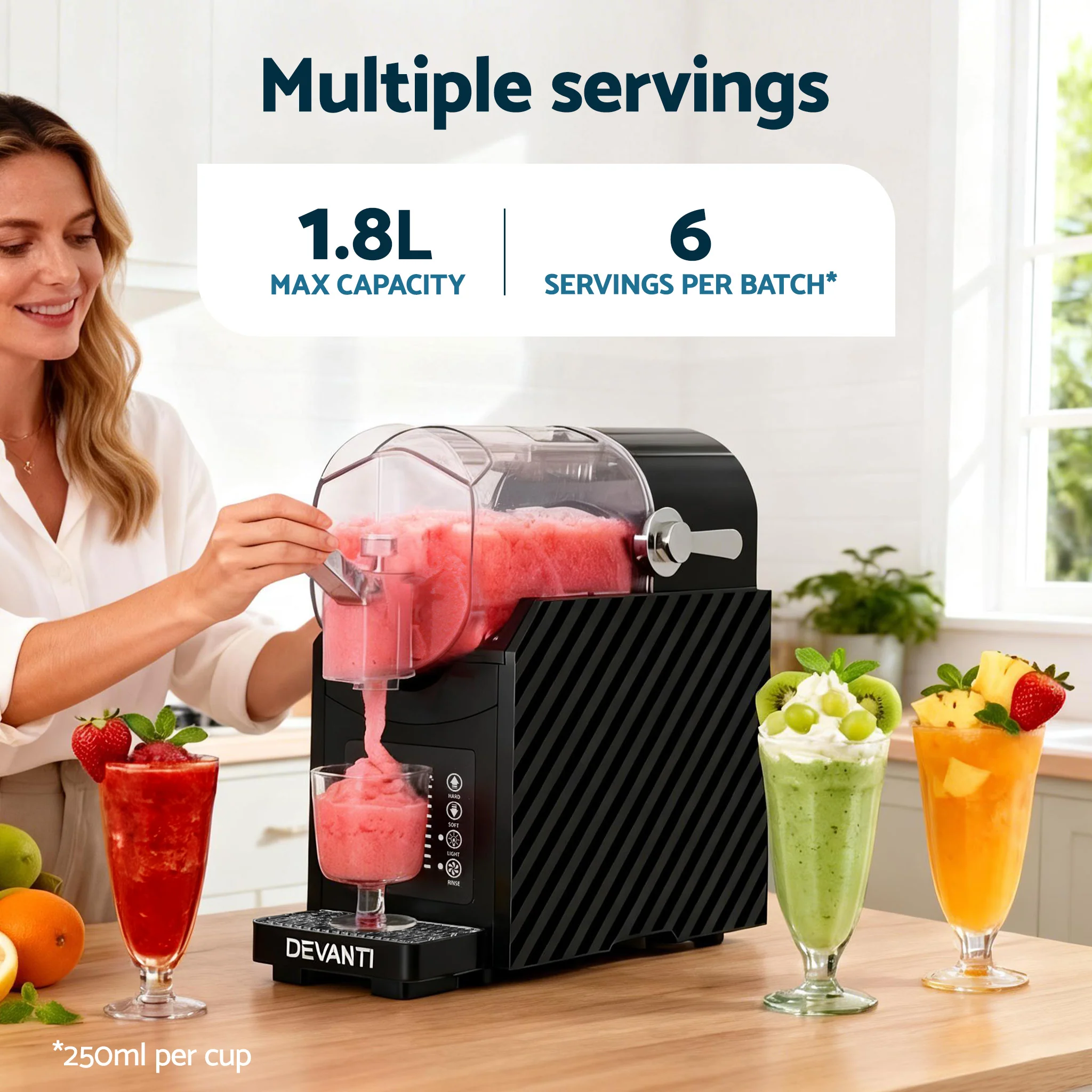 Devanti 1.8L Slushie Machine Maker Frozen Smoothies Milkshakes (Black) - Image 5