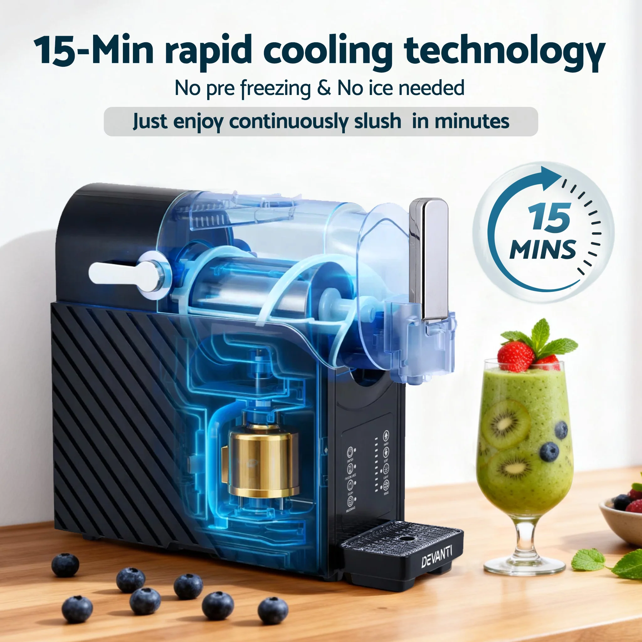 Devanti 1.8L Slushie Machine Maker Frozen Smoothies Milkshakes (Black) - Image 6