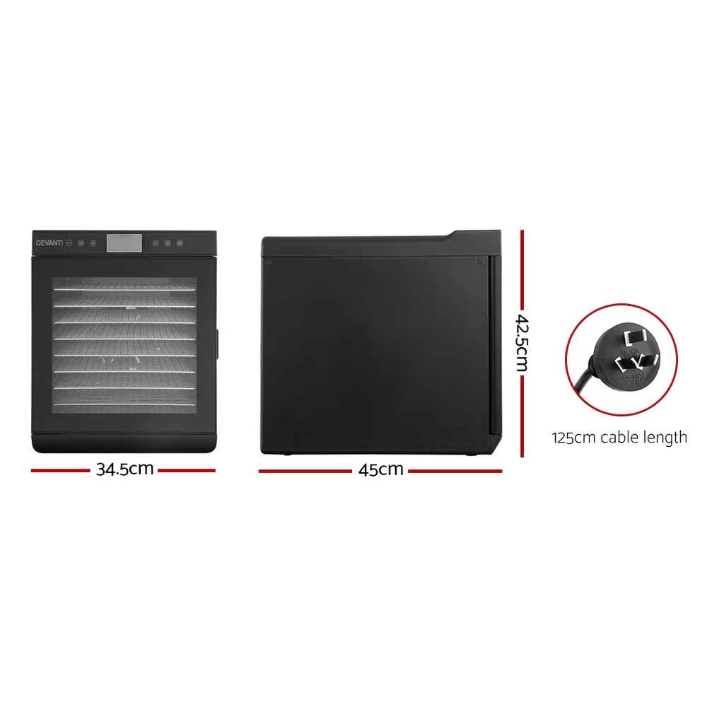 Devanti 10 Trays Food Dehydrator Stainless Steel Tray - Image 2