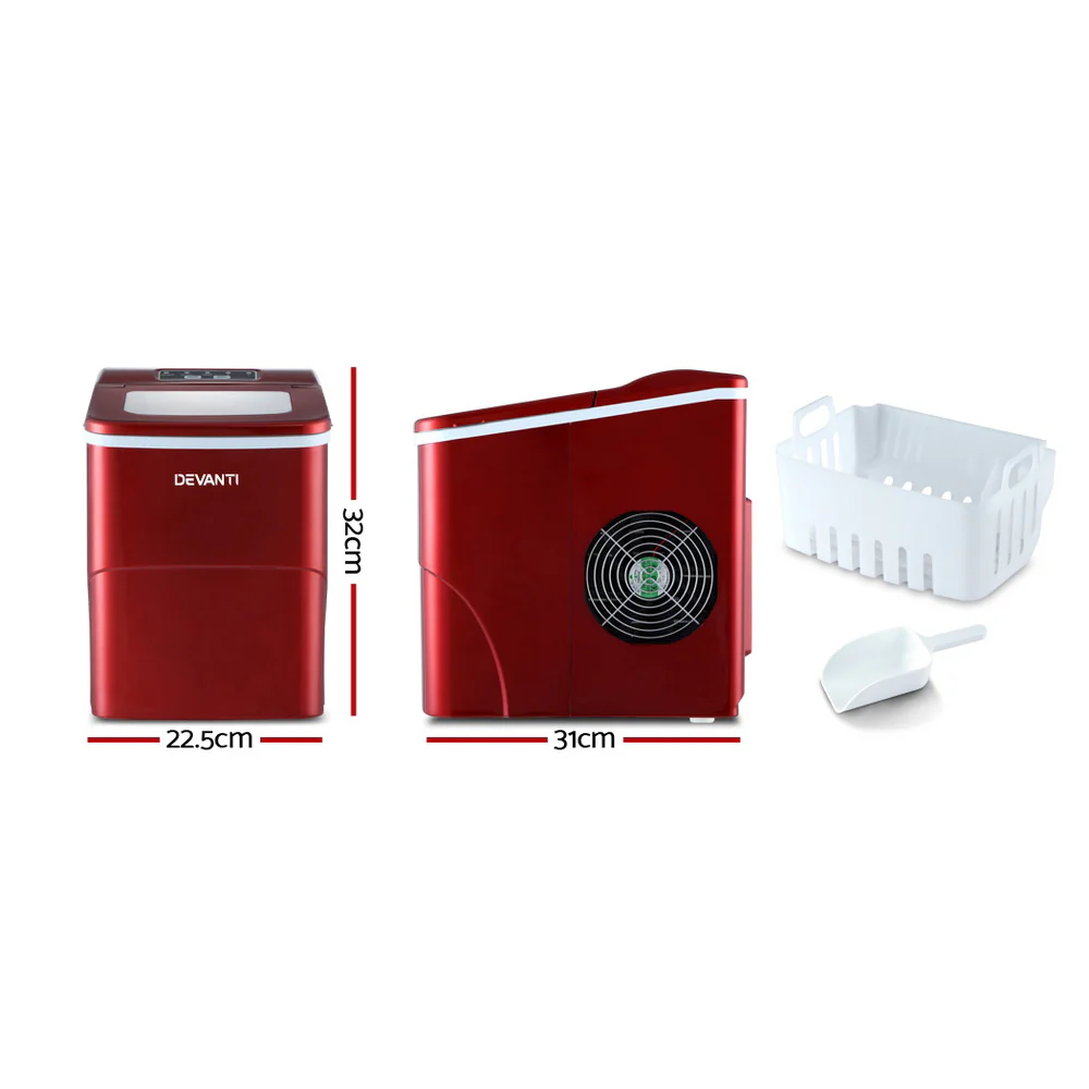 Devanti 12kg Ice Maker Machine (Red) - Image 3