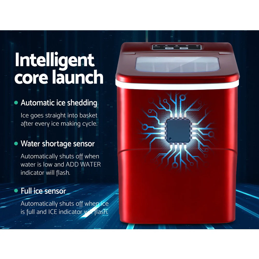Devanti 12kg Ice Maker Machine (Red) - Image 4