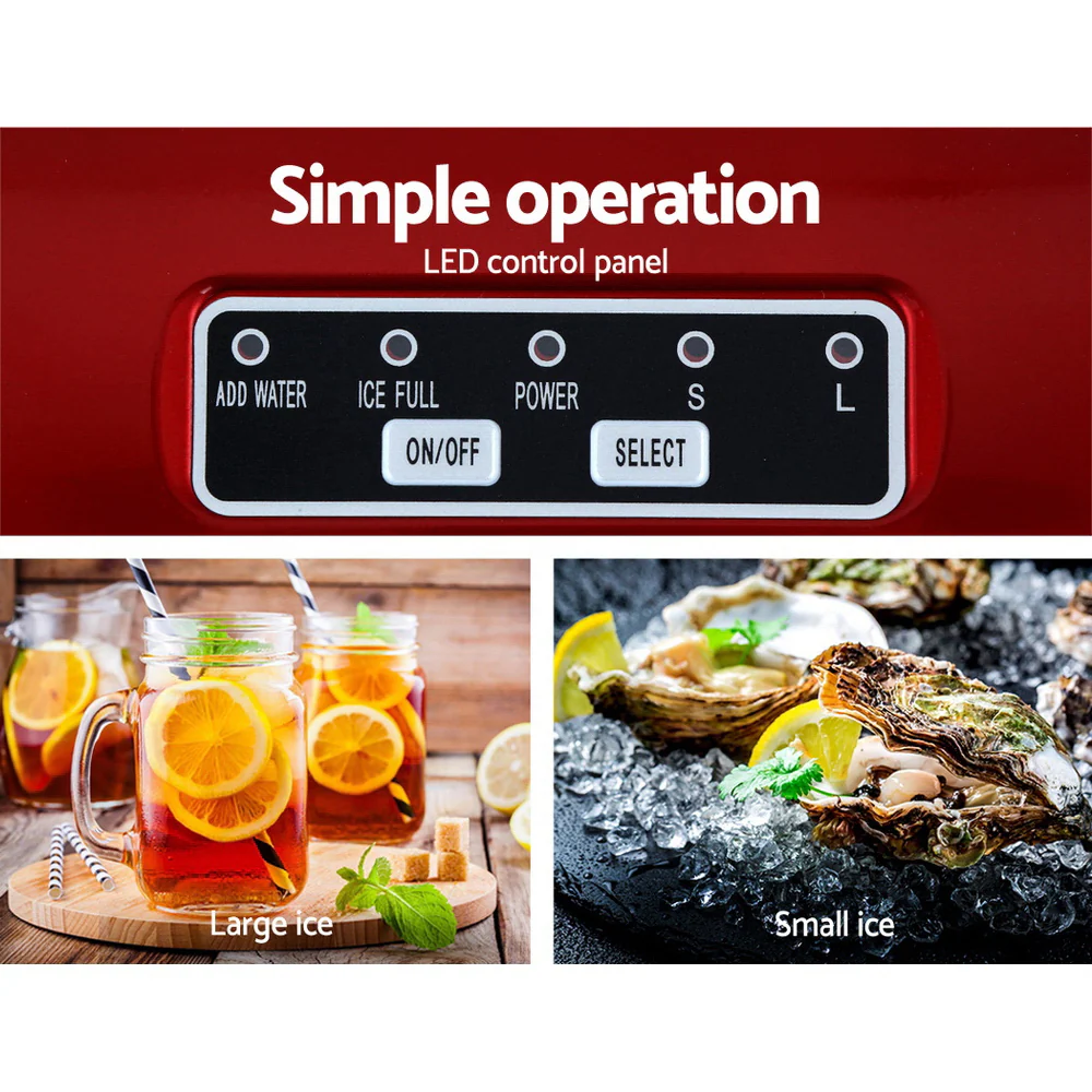 Devanti 12kg Ice Maker Machine (Red) - Image 5