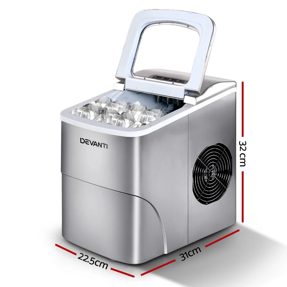 Devanti 12kg Ice Maker Machine (Silver) - Image 3