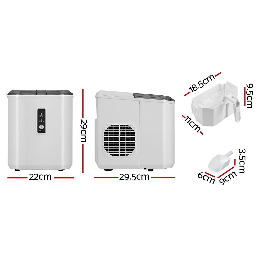 Devanti 12kg Ice Maker Machine with Scoop Holder (White) - Image 2