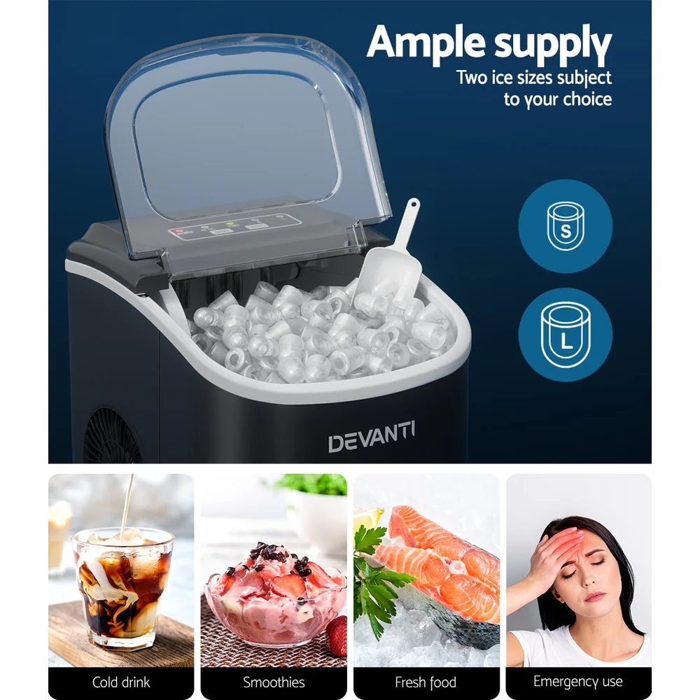 Devanti 12kg Ice Maker Machine with Self-cleaning (Black) - Image 5