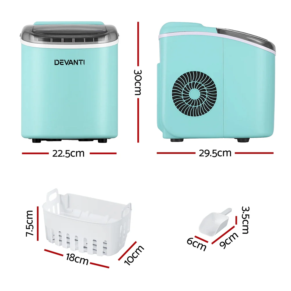 Devanti 12kg Ice Maker Machine with Self-cleaning (Green) - Image 2