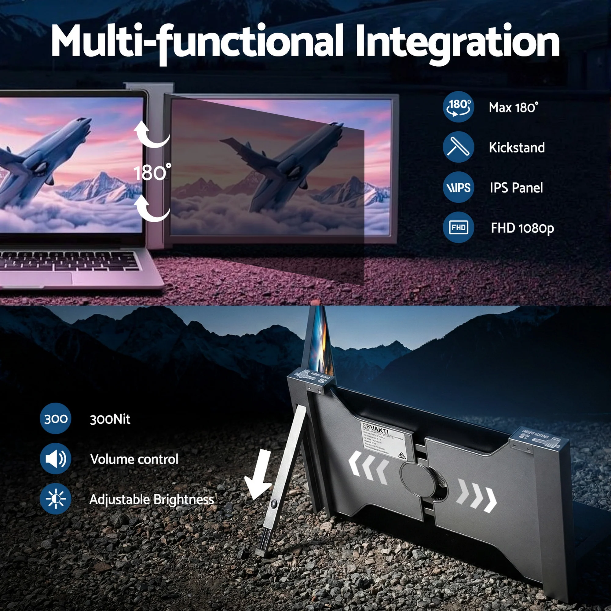 Devanti 14 Inch Portable Monitor Laptop Screen Extender Dual 1080P IPS USB C - Image 5