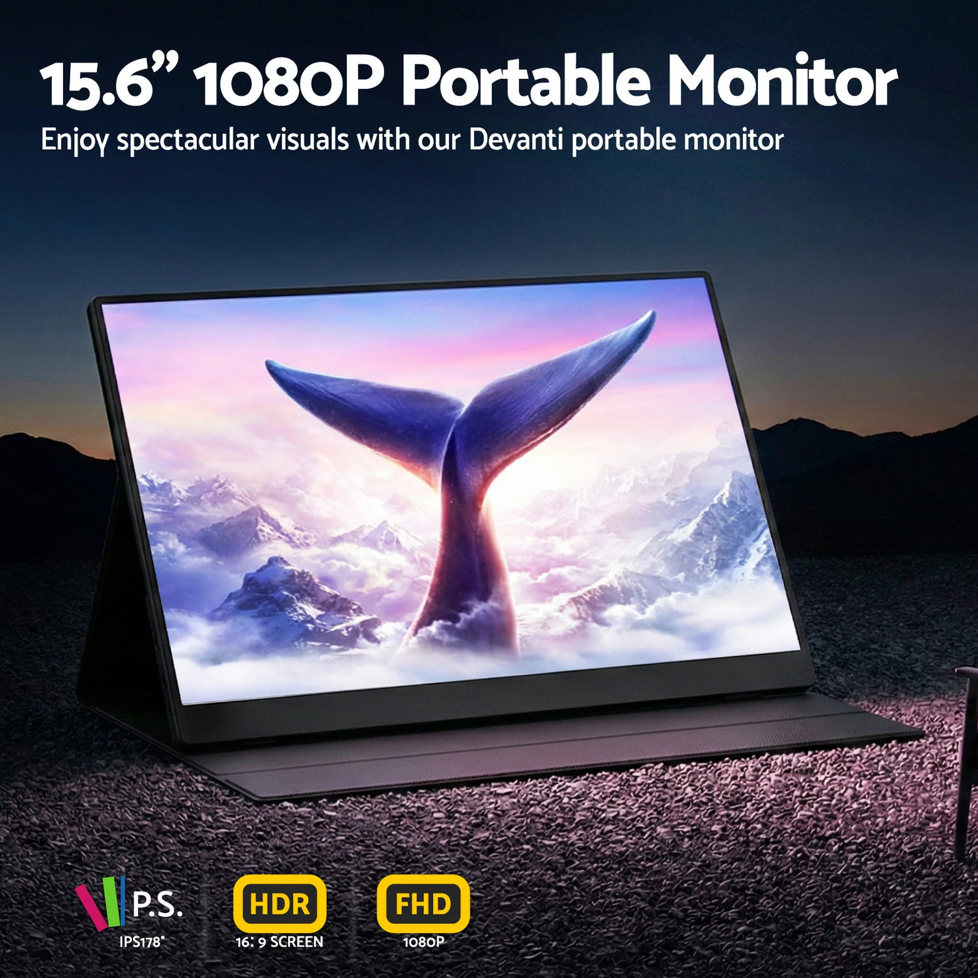 Devanti 15.6 Inch Portable Monitor FHD 1080P IPS USB-C HDMI Gaming Laptop Screen - Image 6