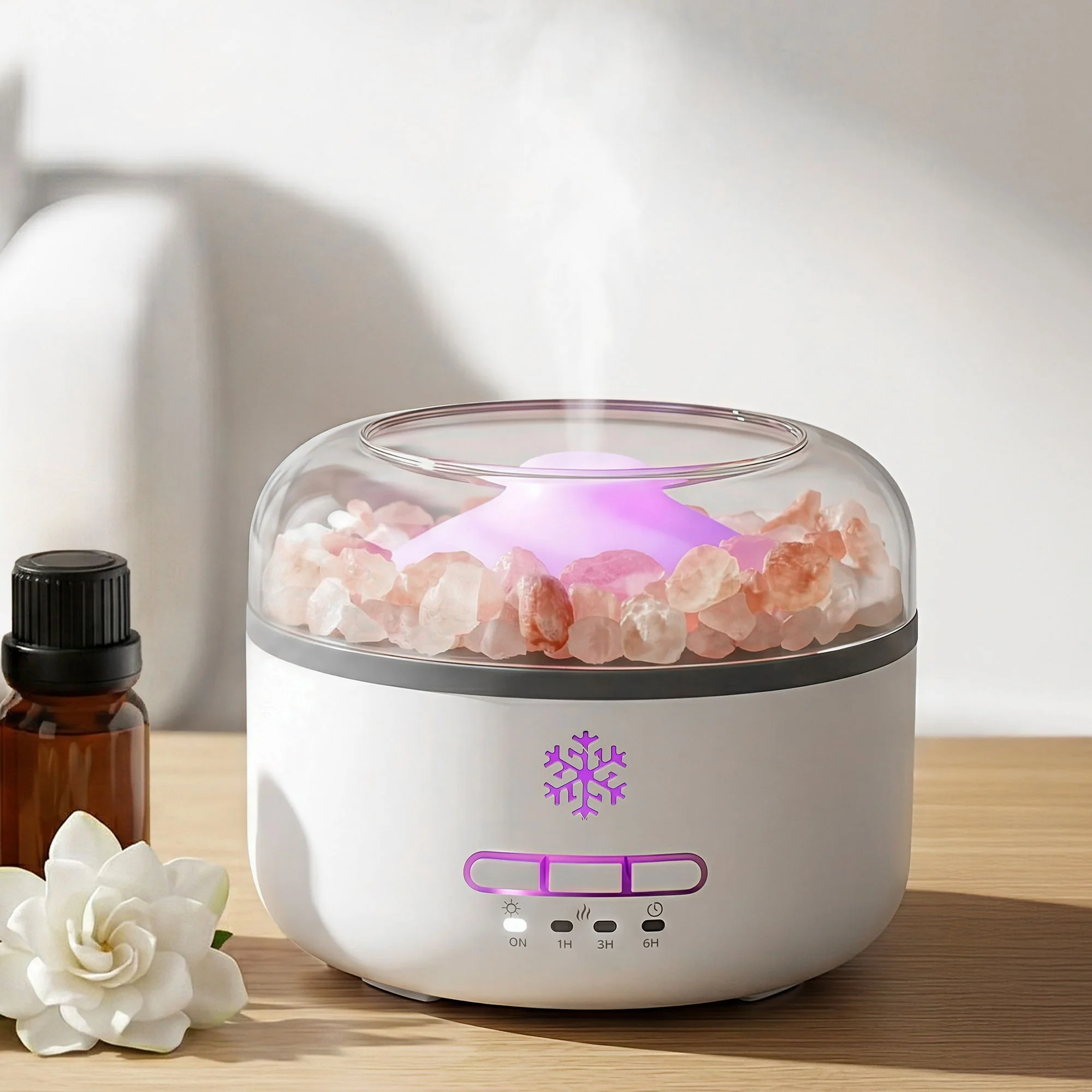 Devanti 150ml Salt Lamp Aroma Diffuser Ultrasonic Humidifier Purifier 7 LED Colors - Image 2