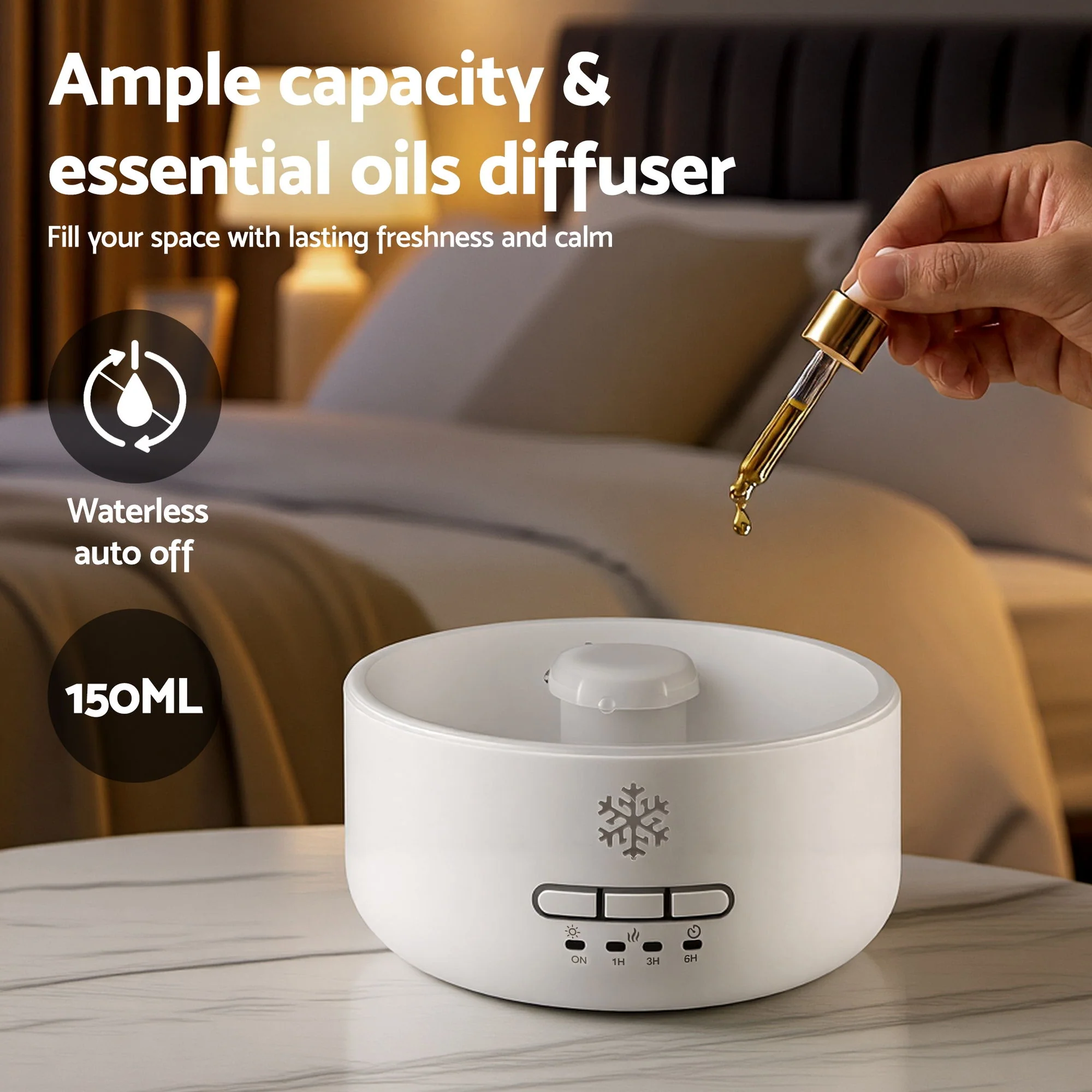 Devanti 150ml Salt Lamp Aroma Diffuser Ultrasonic Humidifier Purifier 7 LED Colors - Image 8