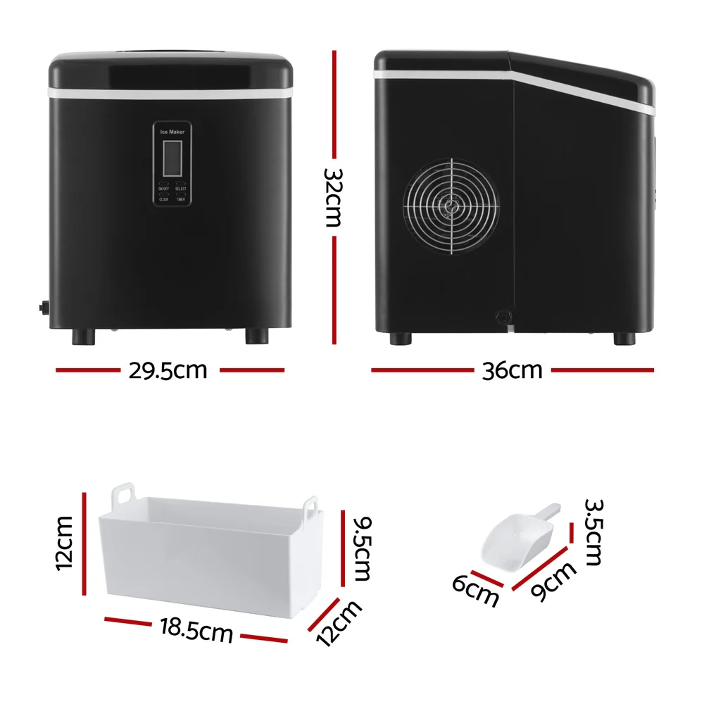 Devanti 15kg Ice Maker Machine (Black) - Image 3