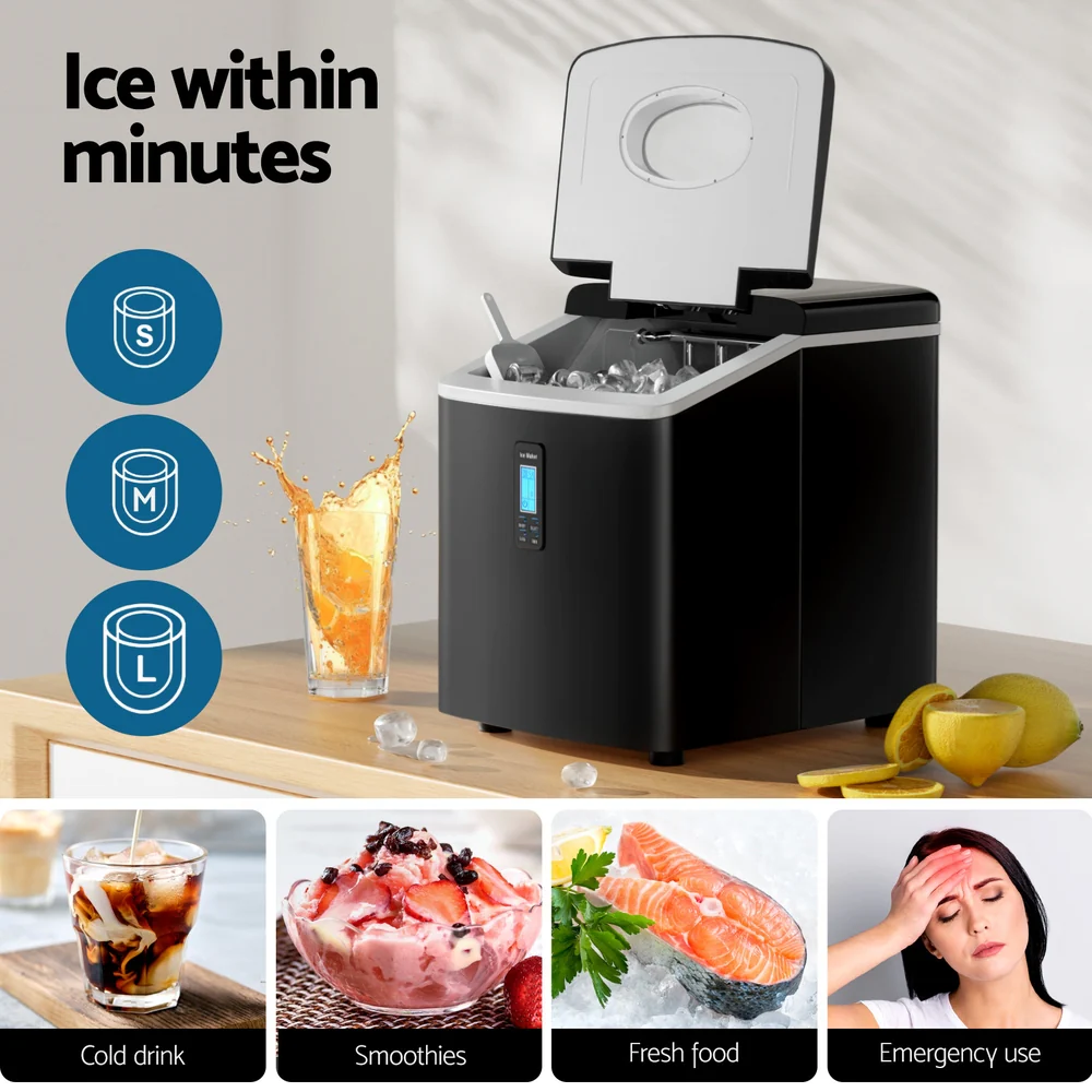 Devanti 15kg Ice Maker Machine (Black) - Image 4