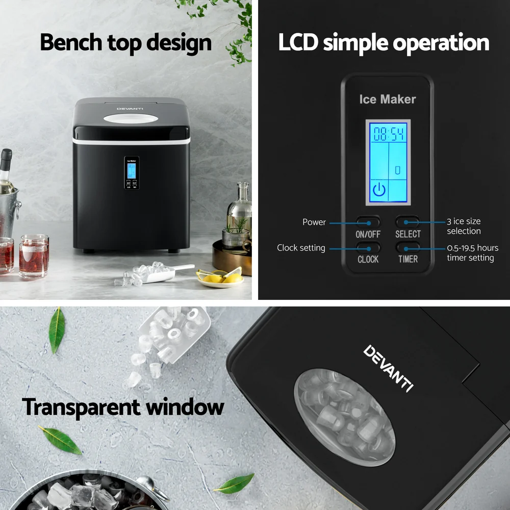 Devanti 15kg Ice Maker Machine (Black) - Image 5