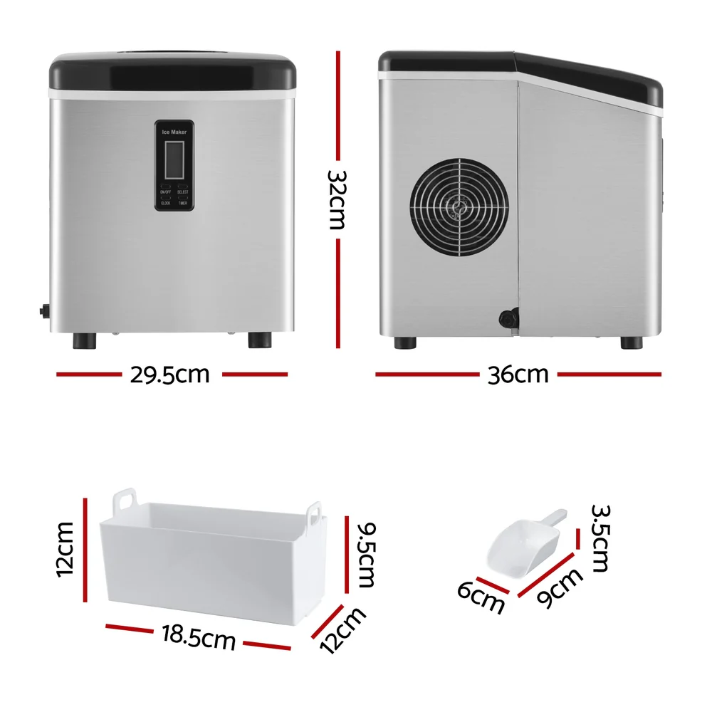 Devanti 15kg Ice Maker Machine (Silver) - Image 3