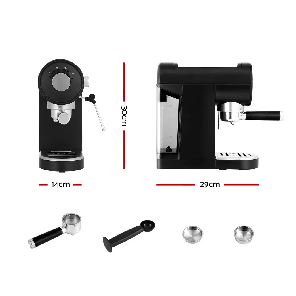 Devanti 20 Bar Coffee Machine Espresso Cafe Maker (Black) - Image 2