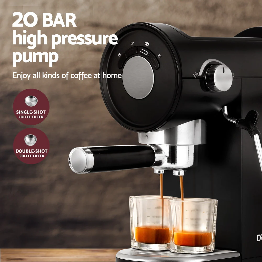 Devanti 20 Bar Coffee Machine Espresso Cafe Maker (Black) - Image 4