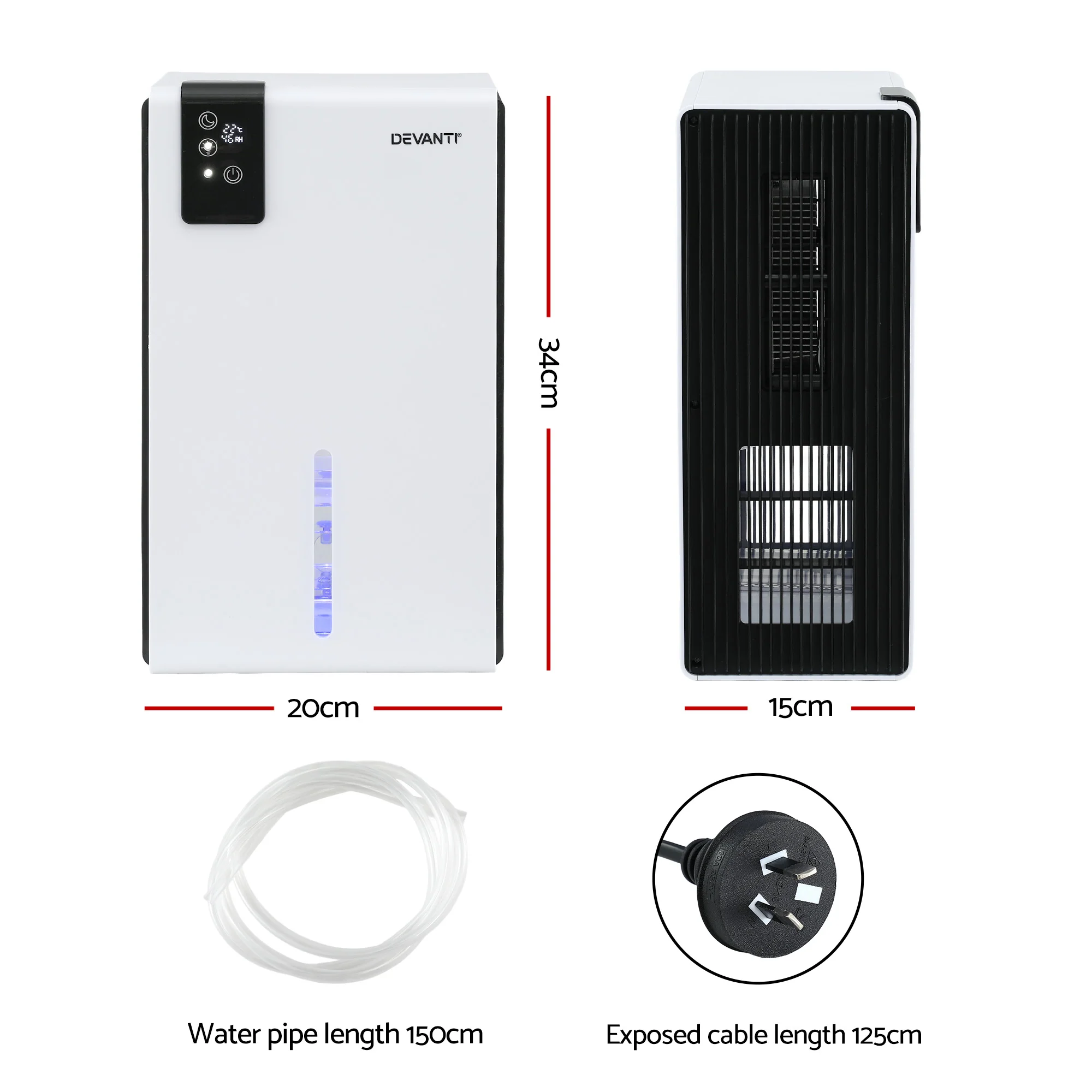 DEVANTI 2000ml  Portable Dehumidifier Moisture Absorber Home Bedroom Quiet Remote - Image 2