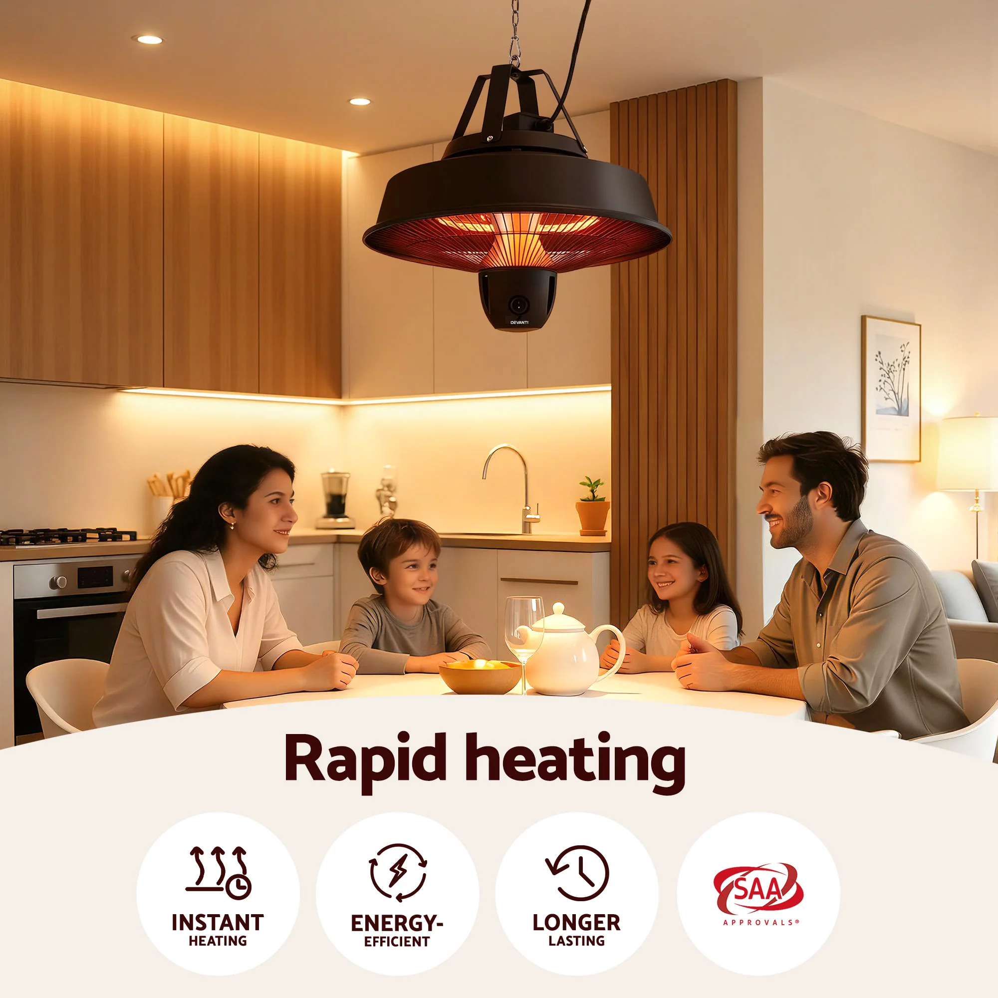 Devanti 2000W Electric Patio Heater Ceiling Mounted Hanging Heaters Remote - Image 5