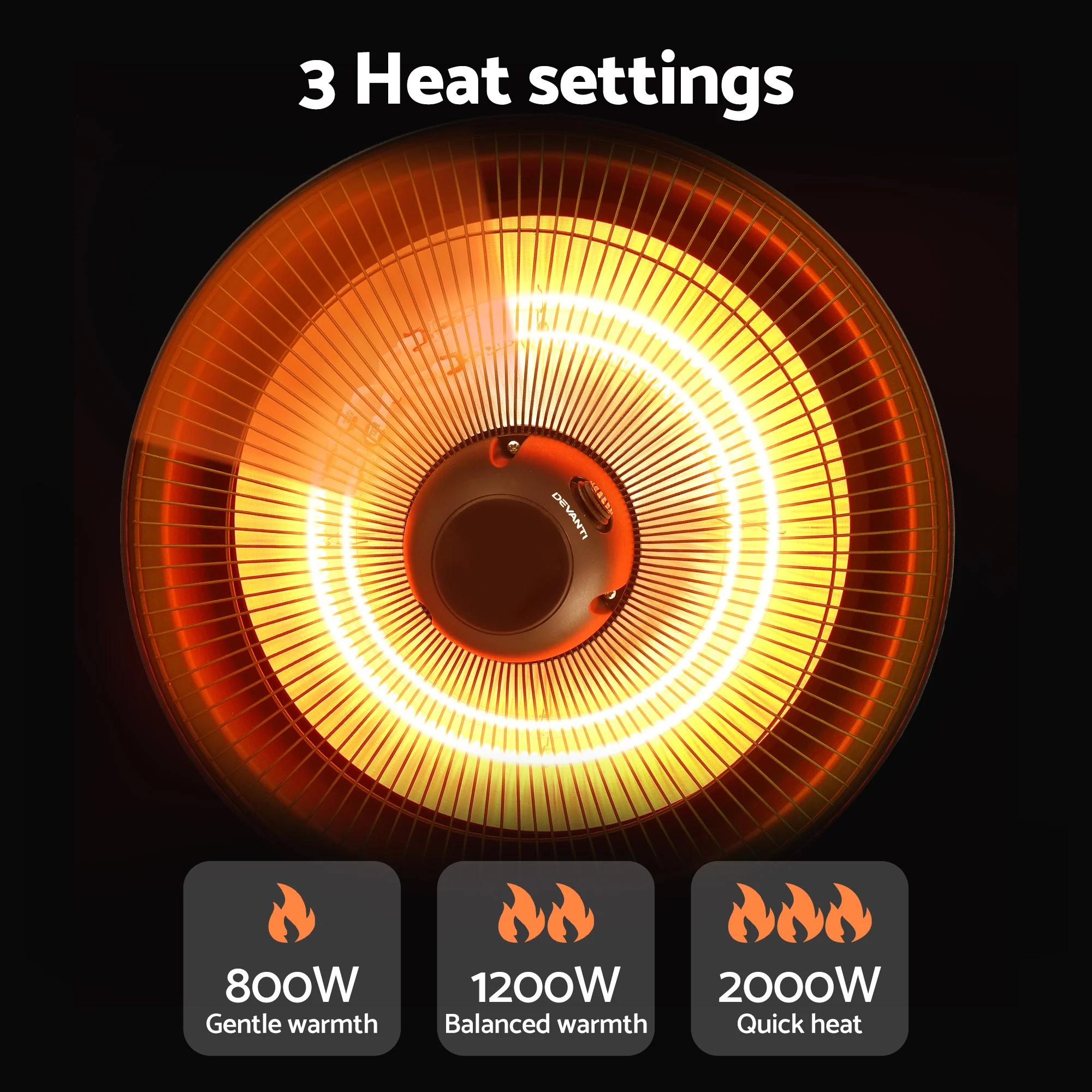 Devanti 2000W Electric Patio Heater Ceiling Mounted Hanging Heaters Remote - Image 6